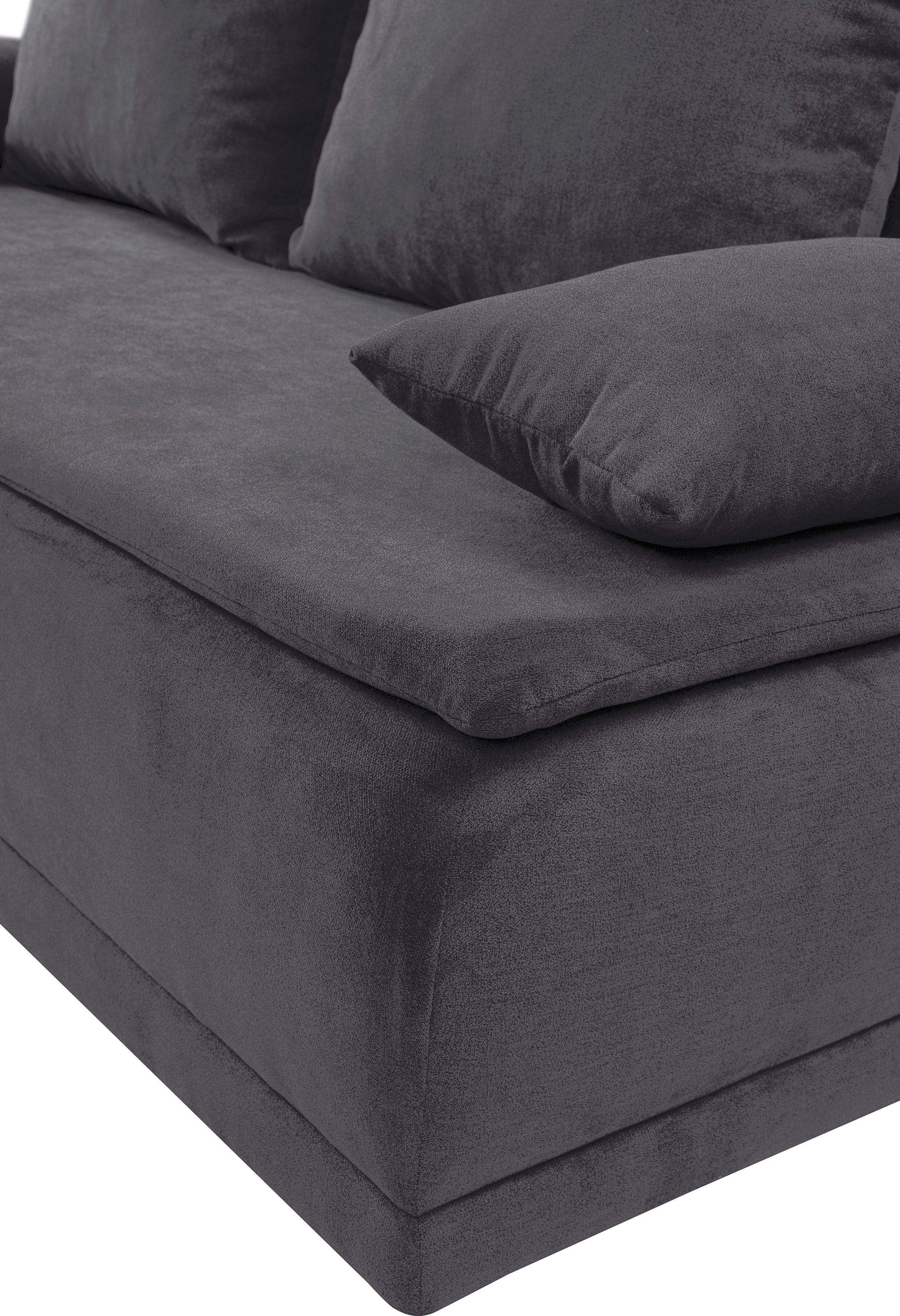 WERK2 Schlafsofa »Biggi, komfortabel & elegant, Schlaffunktion, Bettkasten, Breite 260cm«, inkl. losen Kissen, Struktur weich, dunkelgrau