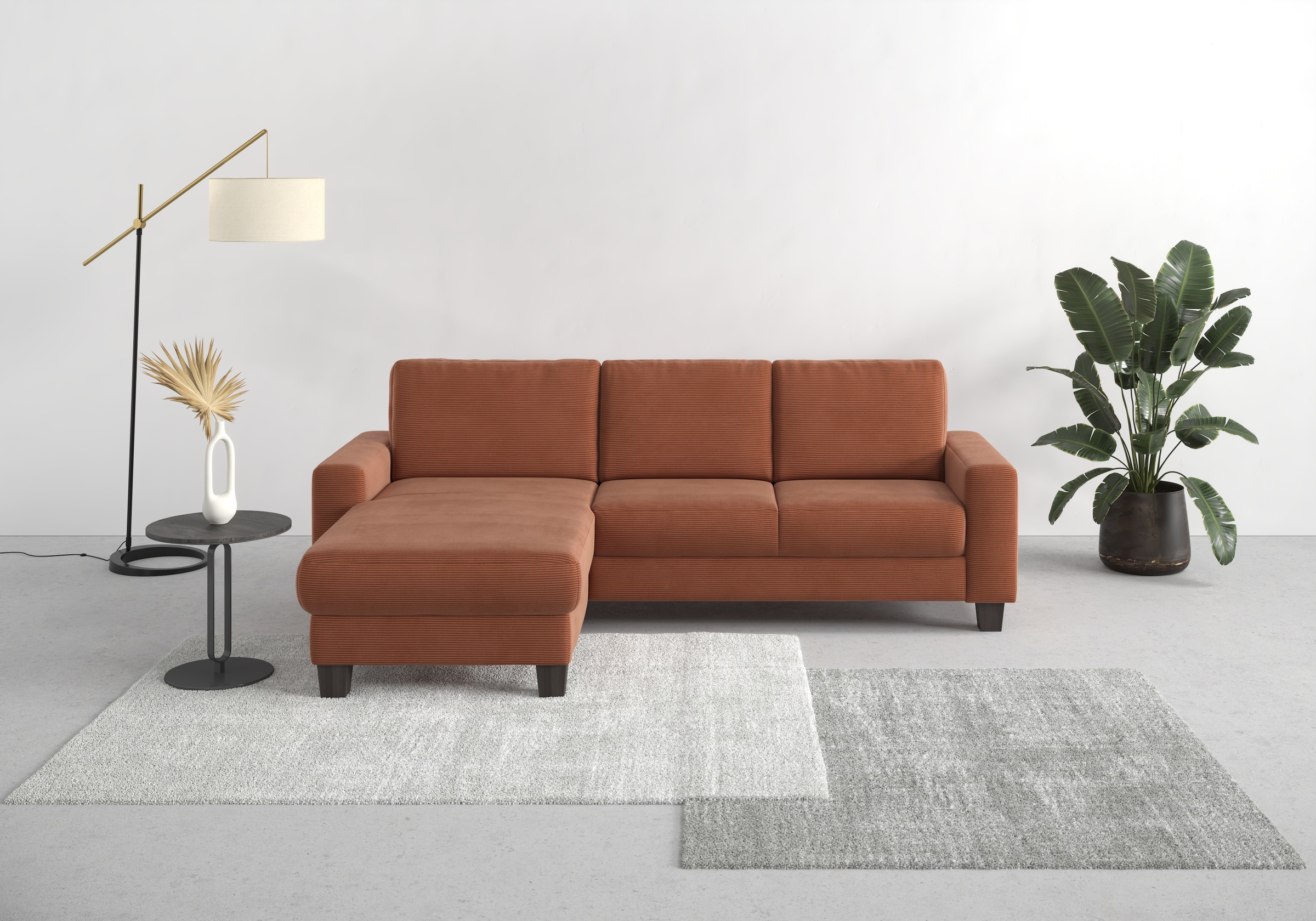Home affaire Ecksofa »Summer L-Form«, mit Recamiere, mit oder ohne Bettfunktion und Bettkasten, Cord-Bezug