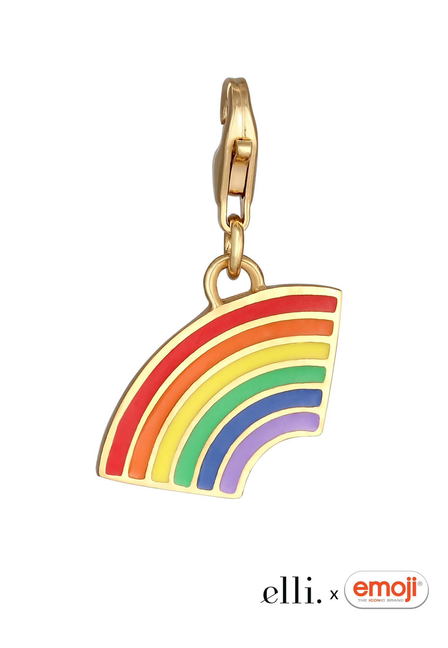 Elli Charm-Einhänger »Charm Anhänger Emoji Regenbogen Emaille 925 Sterling Silber«