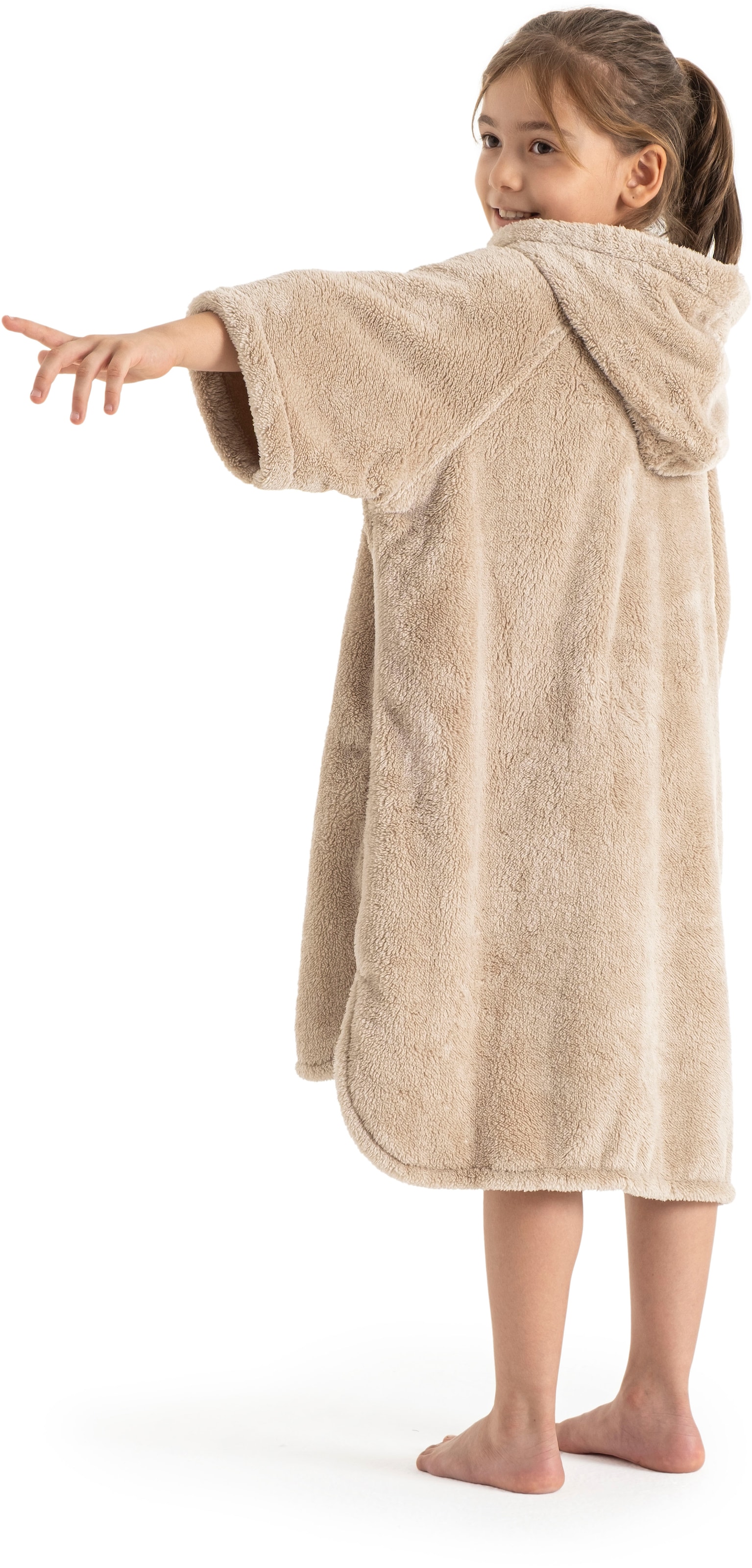 my home Badeponcho »Lillou, für Kinder, ideal für Urlaub oder im Schwimmbad«, (1 St.), weich und kuschelig, Fleece, plüsch, Surfponcho