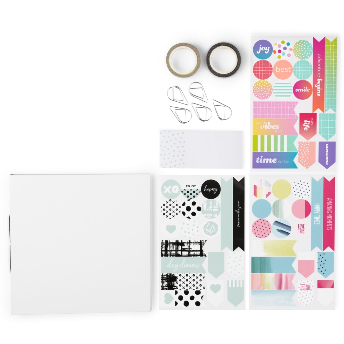 Hama Kreativset »Multi-Kreativ-Set zum Basteln für persönliche Geschenkideen, Journal«, (Set, 12 tlg., Bastelset), Mit Album, Stickerbögen, Haftnotizblock, Metallclips, Masking Tapes