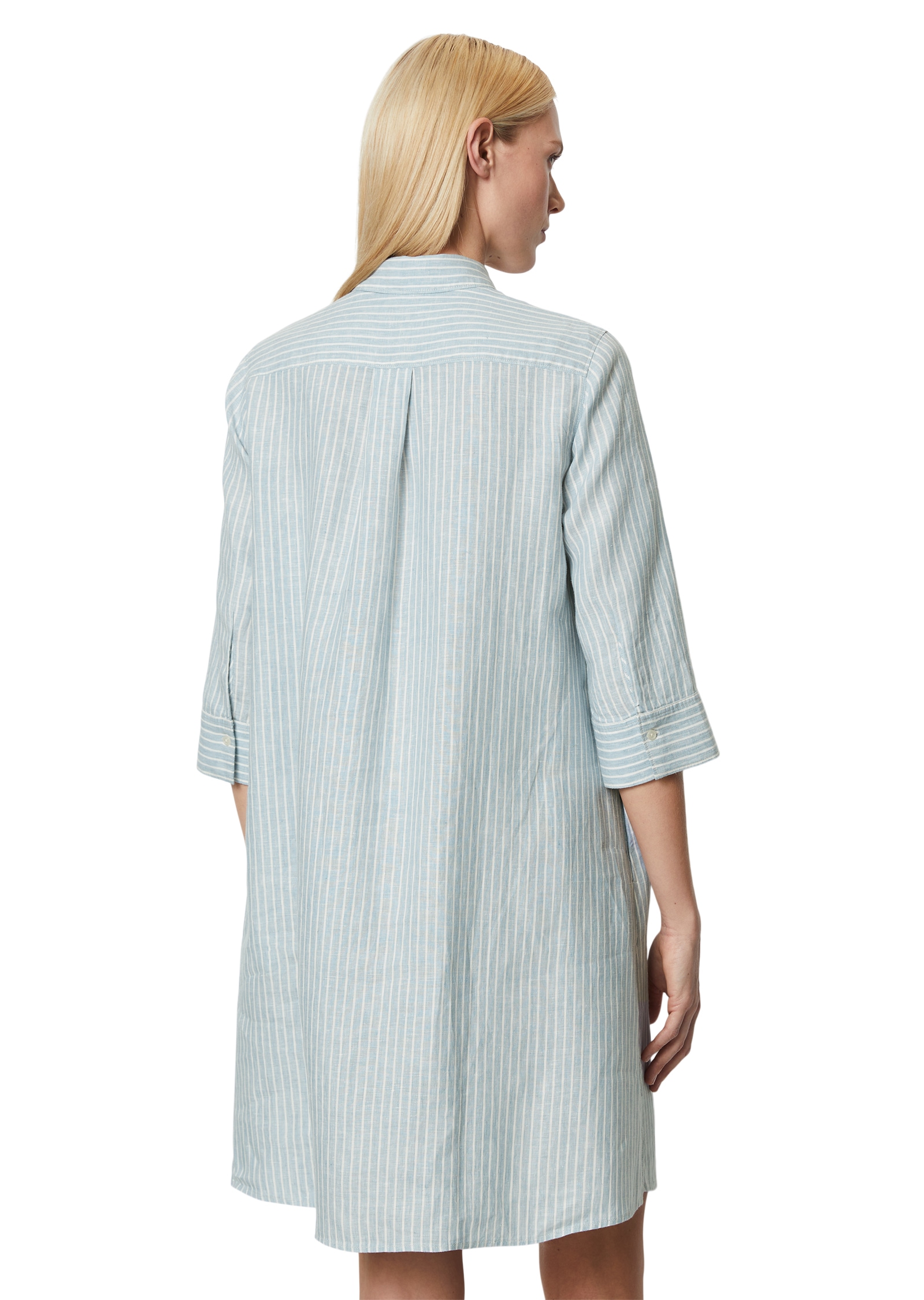 Marc O'Polo Hemdblusenkleid, fein gestreift, entspannter A-Shape, Seitennaht-Schlitze