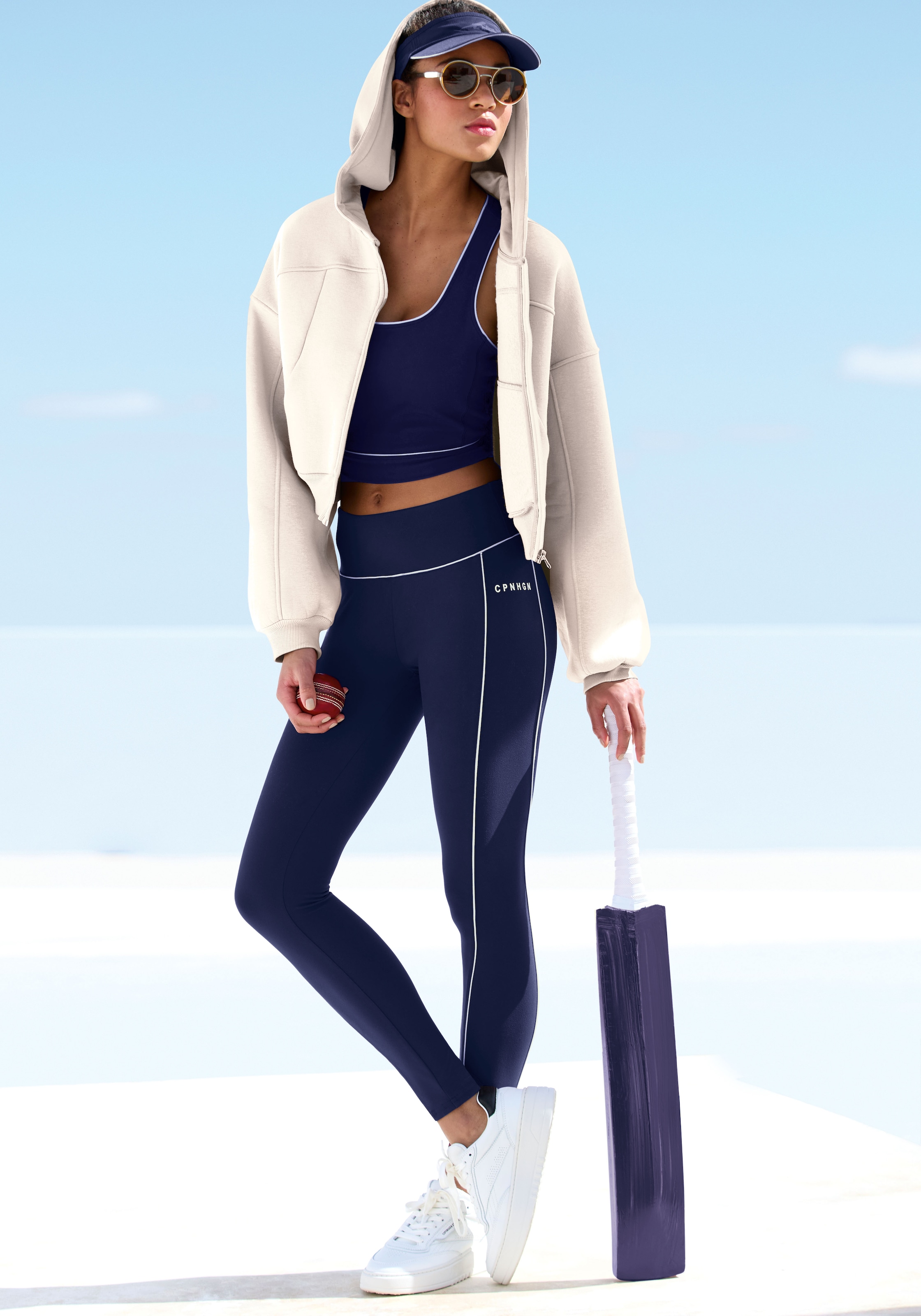 Copenhagen Studios Leggings, mit Paspeln und Logodruck