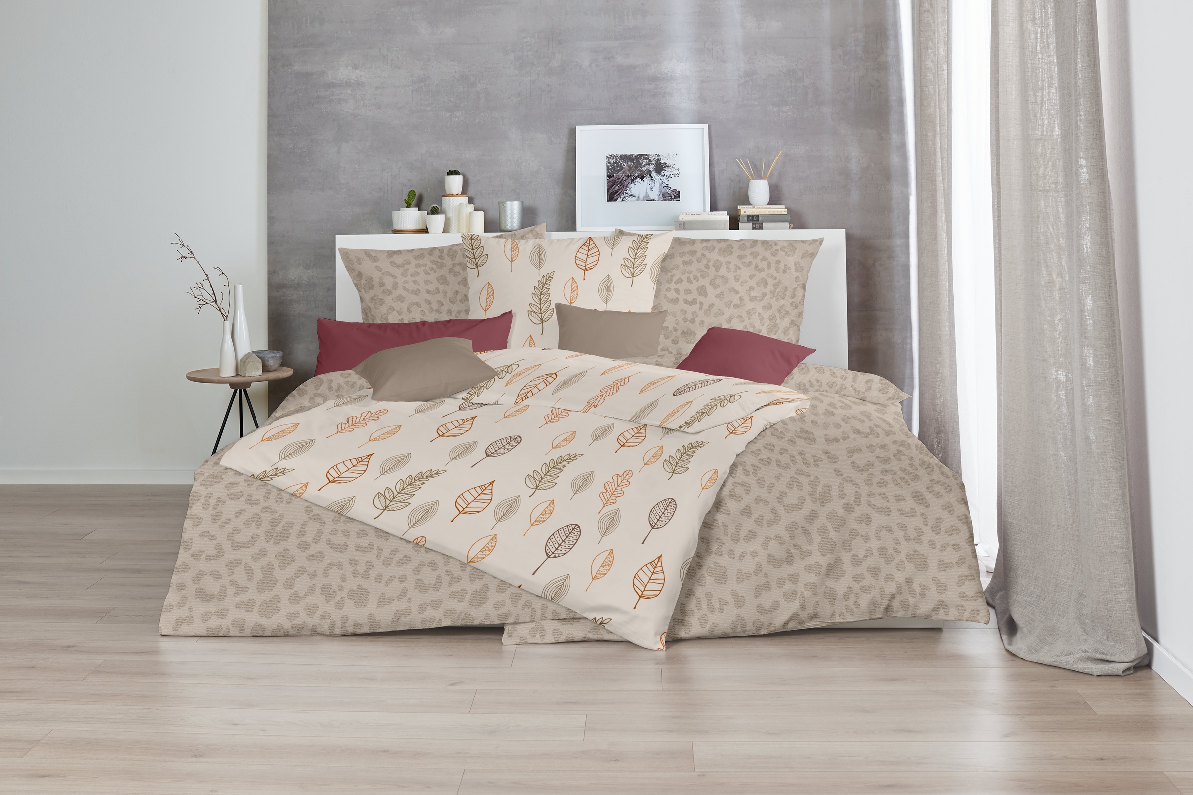 Primera Bettwäsche »Biber-Bettwäsche Autum Leaf« 2 Stk. tlg. mit floralen Motiven