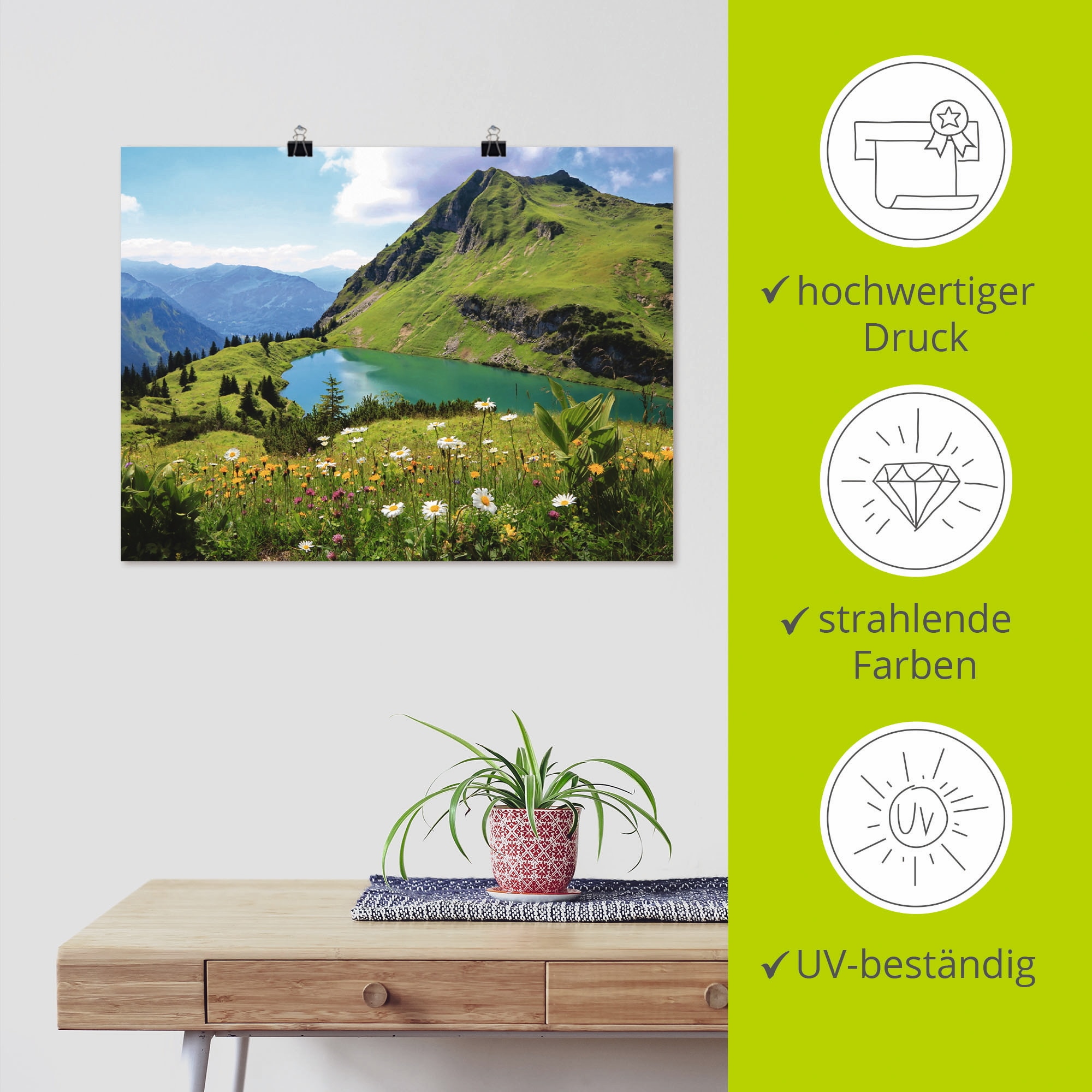 Artland Wandbild »Seealpsee«, Berge, (1 St.), als Leinwandbild, Poster, Wandaufkleber in verschied. Größen