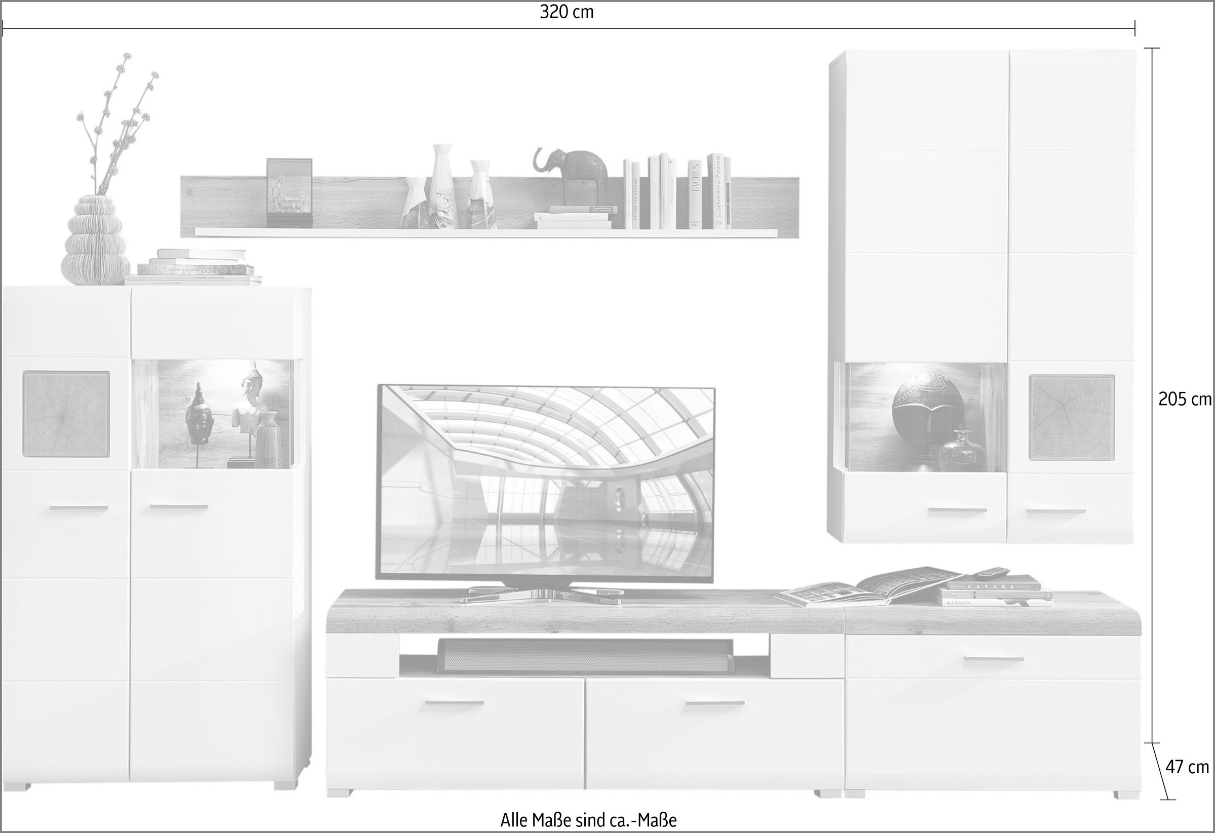 Innostyle Wohnwand »FUN PLUS«, (5 St.), inkl. LED-Beleuchtung