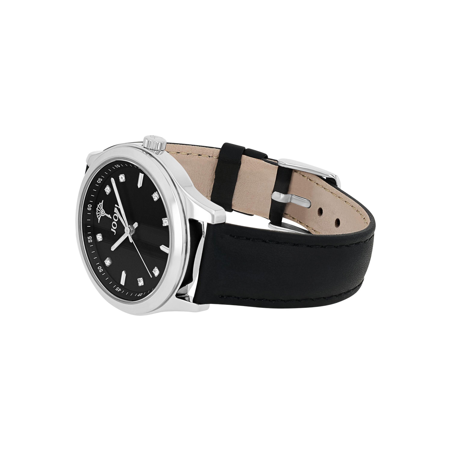 JOOP! Quarzuhr Armbanduhr, Damenuhr, Lederarmband, analog, Kristallsteine