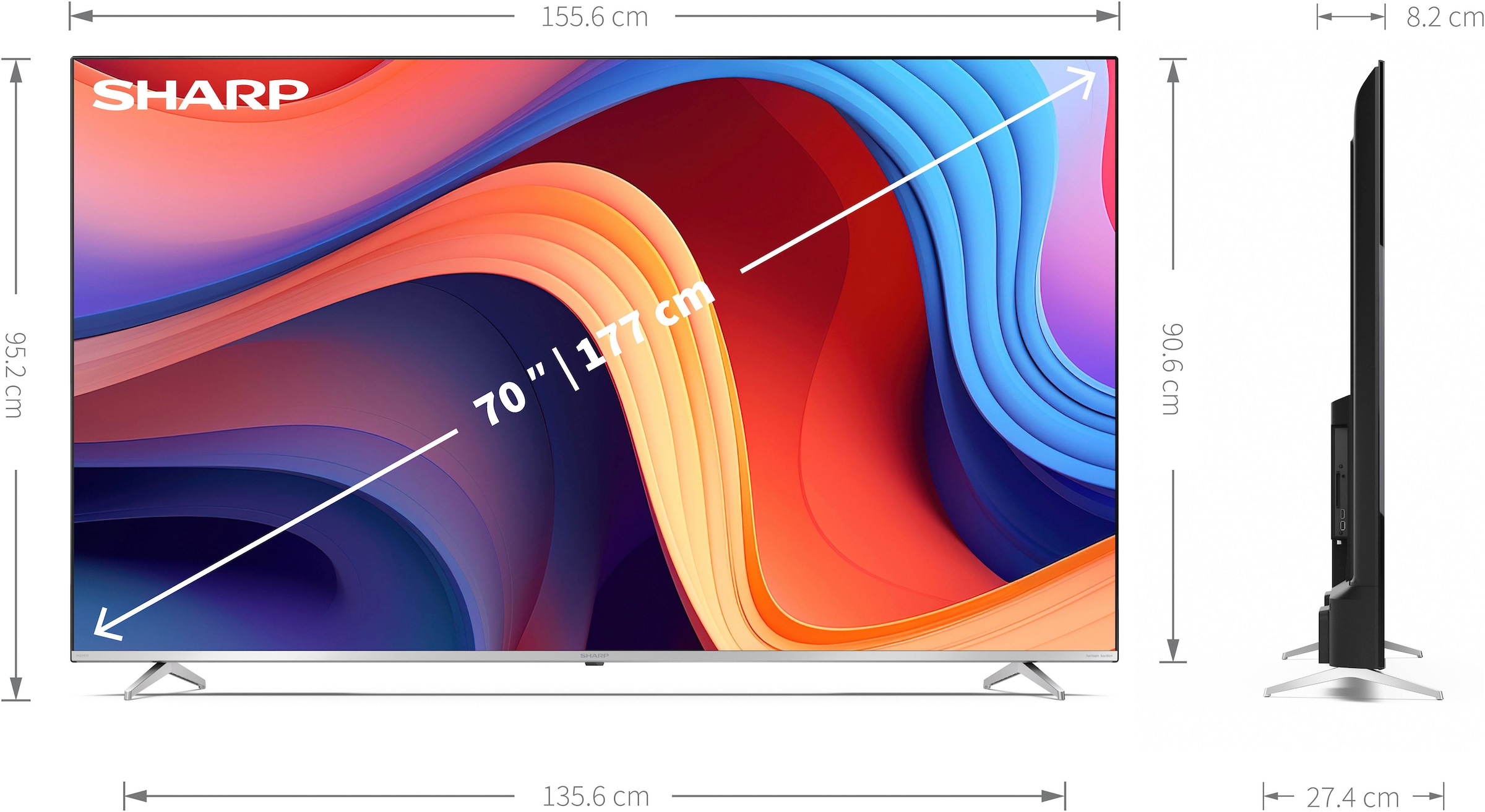 Sharp QLED-Fernseher »4T-C70GPx«, 4K Ultra HD, Google TV-Smart-TV