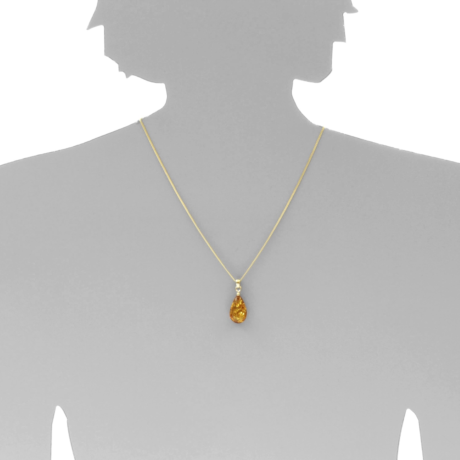 OSTSEE-SCHMUCK Kettenanhänger »- Tropfen flach, ca. 20 mm lang - Gold 333/000 - Bernstein -,«