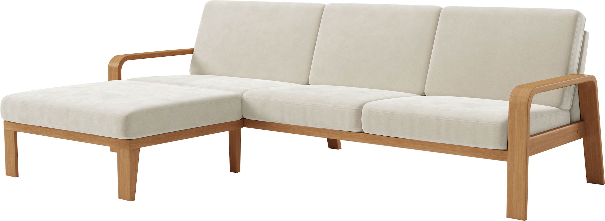 sit&more Ecksofa »Kolding L-Form«, Armlehnen aus eichefarbigem Buchenholz, verschiedene Bezüge und Farben