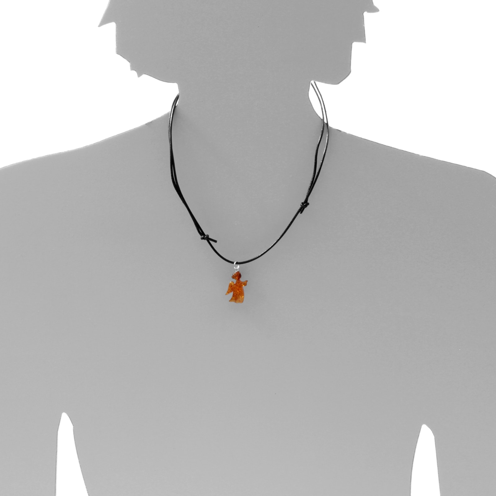 OSTSEE-SCHMUCK Kette mit Anhänger »- Engel - Lederband - Bernstein -,«