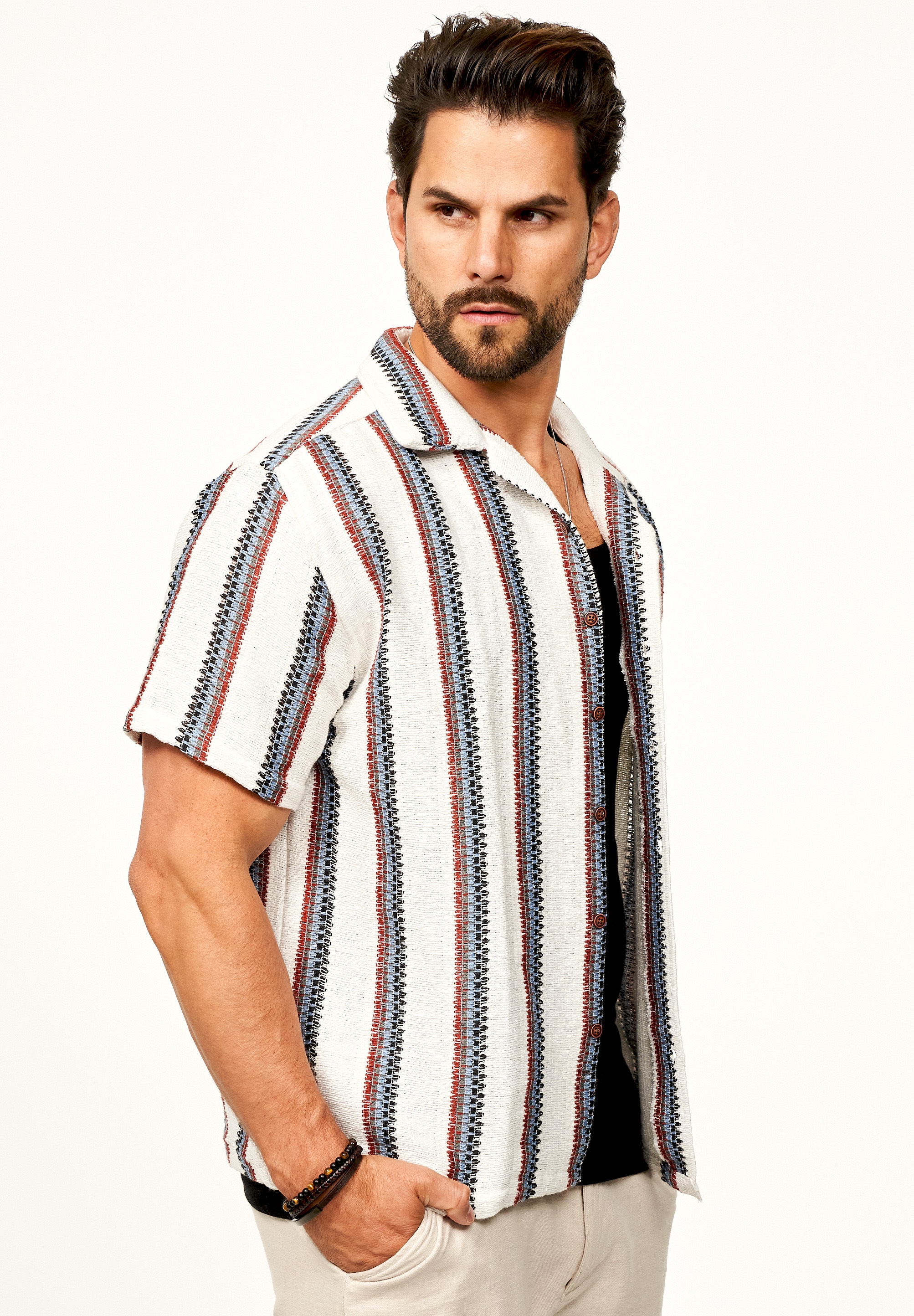 SOULSTAR Kurzarmhemd »Freizeithemd als Kurzam Strick Hemd im Retro-Look - Strick Polo-Hemd Overshirt im Regular-Fit für Herren« Herren Strick Polo-Hemd Overshirt im Regular-Fit T-Shirt