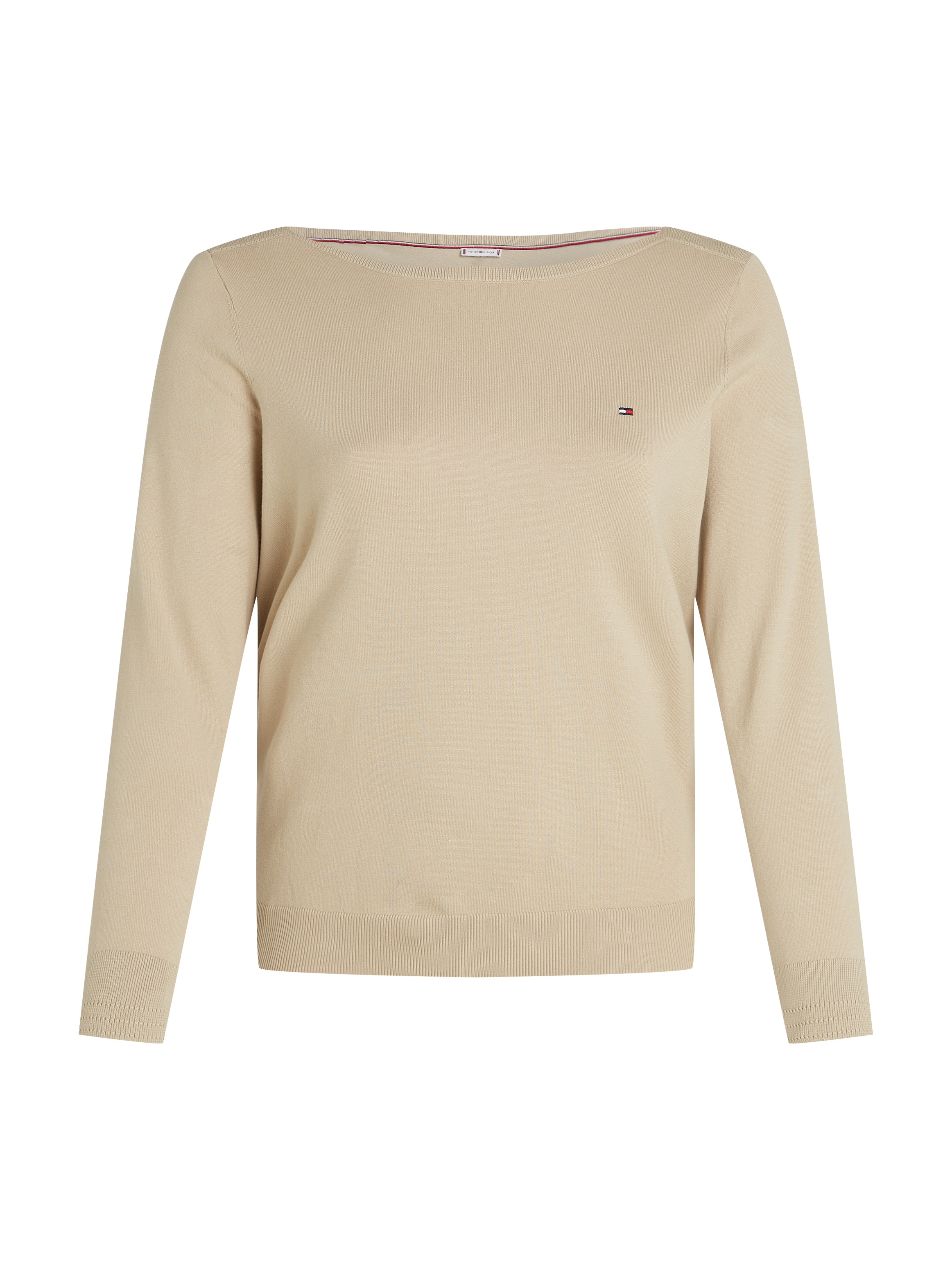 Tommy Hilfiger Curve Strickpullover »CRV CO JERSEY STITCH LS B-NK SWT«, in Großen Größen, Logostickerei