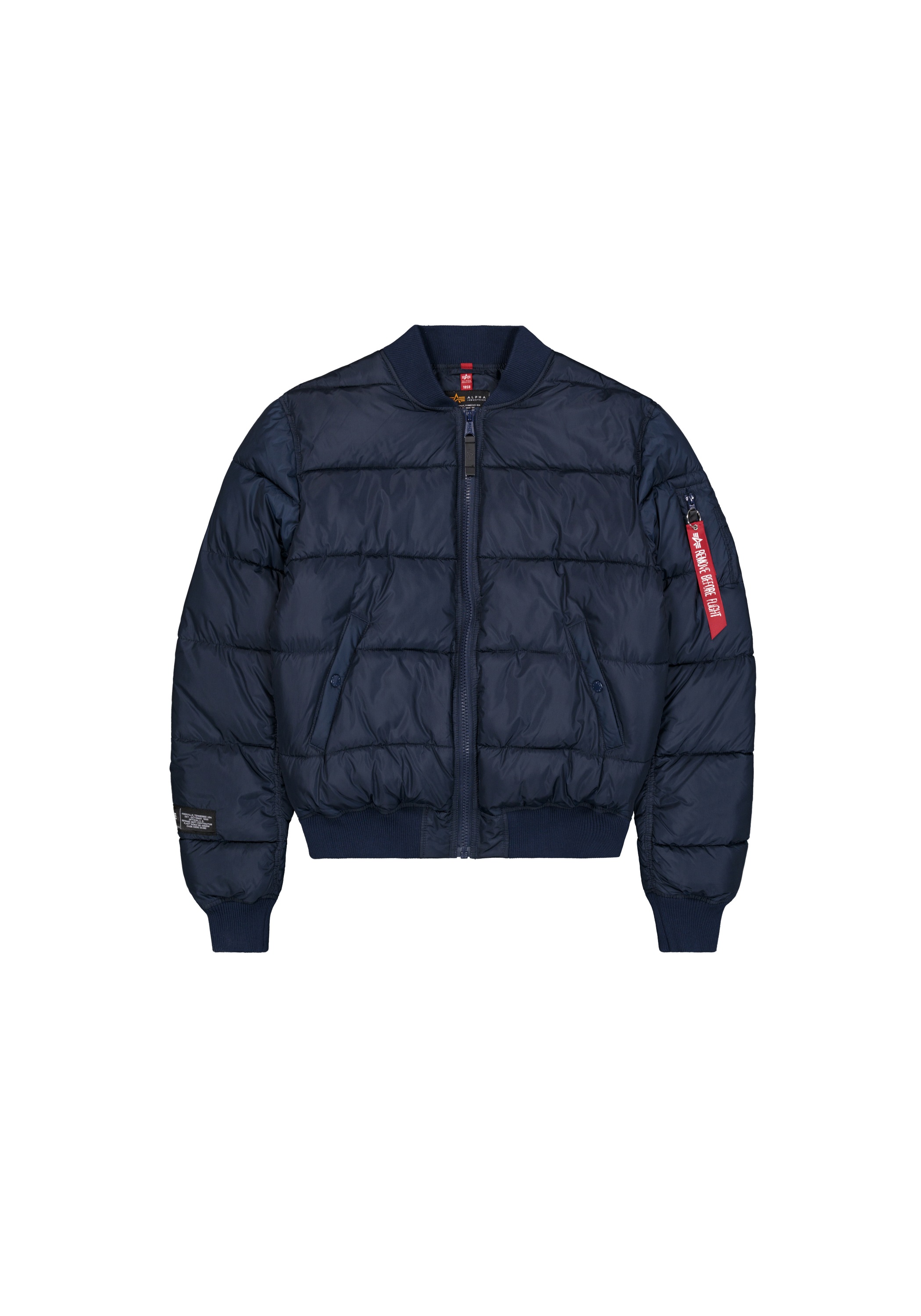 Alpha Industries, Herren, Bomberjacke »MA-1 Logo Puffer«, ultra navy, XXL, ultra navy, Tafetta Stoff
