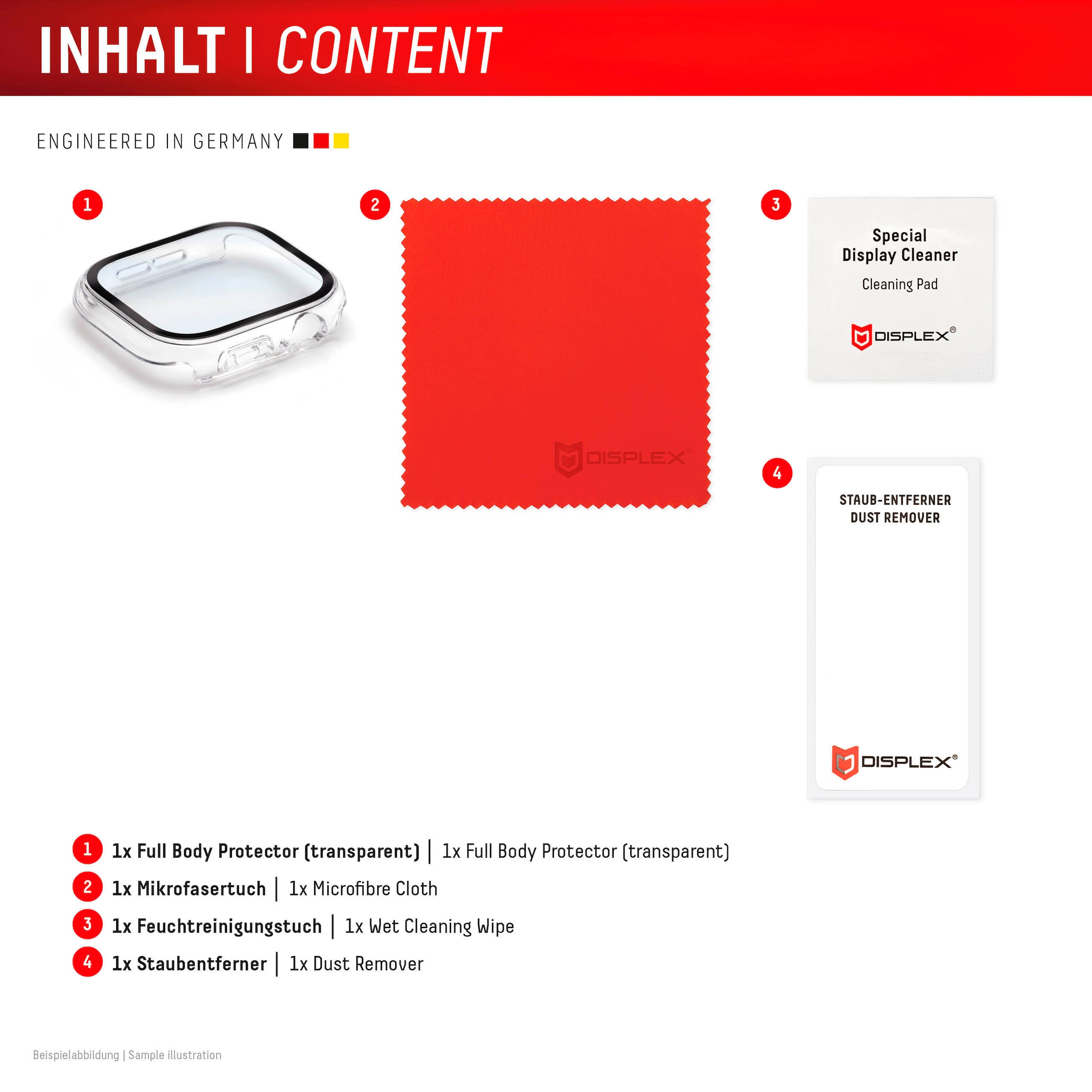 Displex Displayschutzglas »Smartwatch Glass All-In-One Protector Full Body« für Apple Watch SE 44 mm;Apple Watch SE 2 44 mm;Apple Watch SE 3 44 mm Displayschutzfolie, Schutzfolie, Bildschirmschutz, kratz- & stoßfest