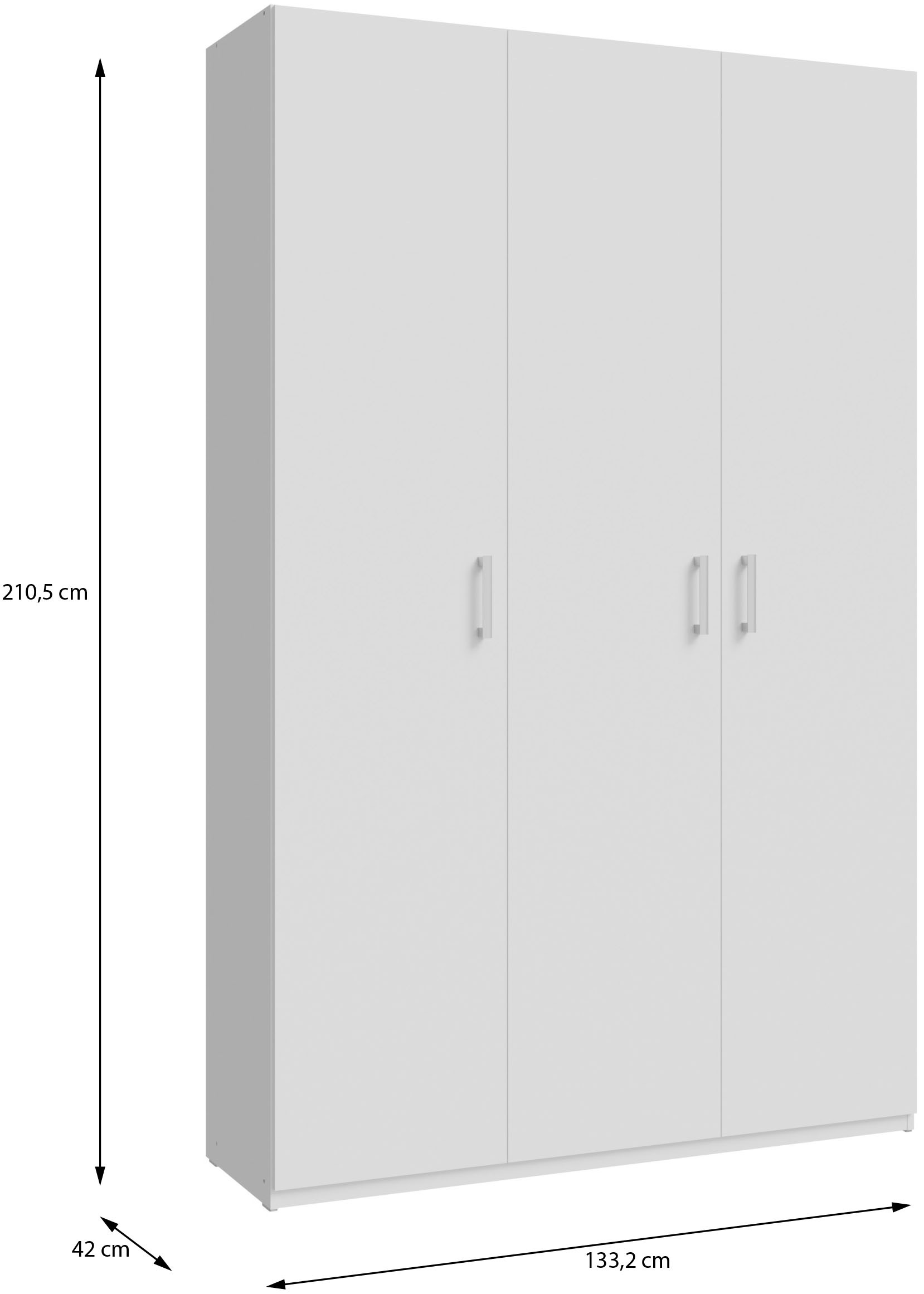 FORTE Kleiderschrank B/H/T 133,2/210,5/42 cm, stehende Montage