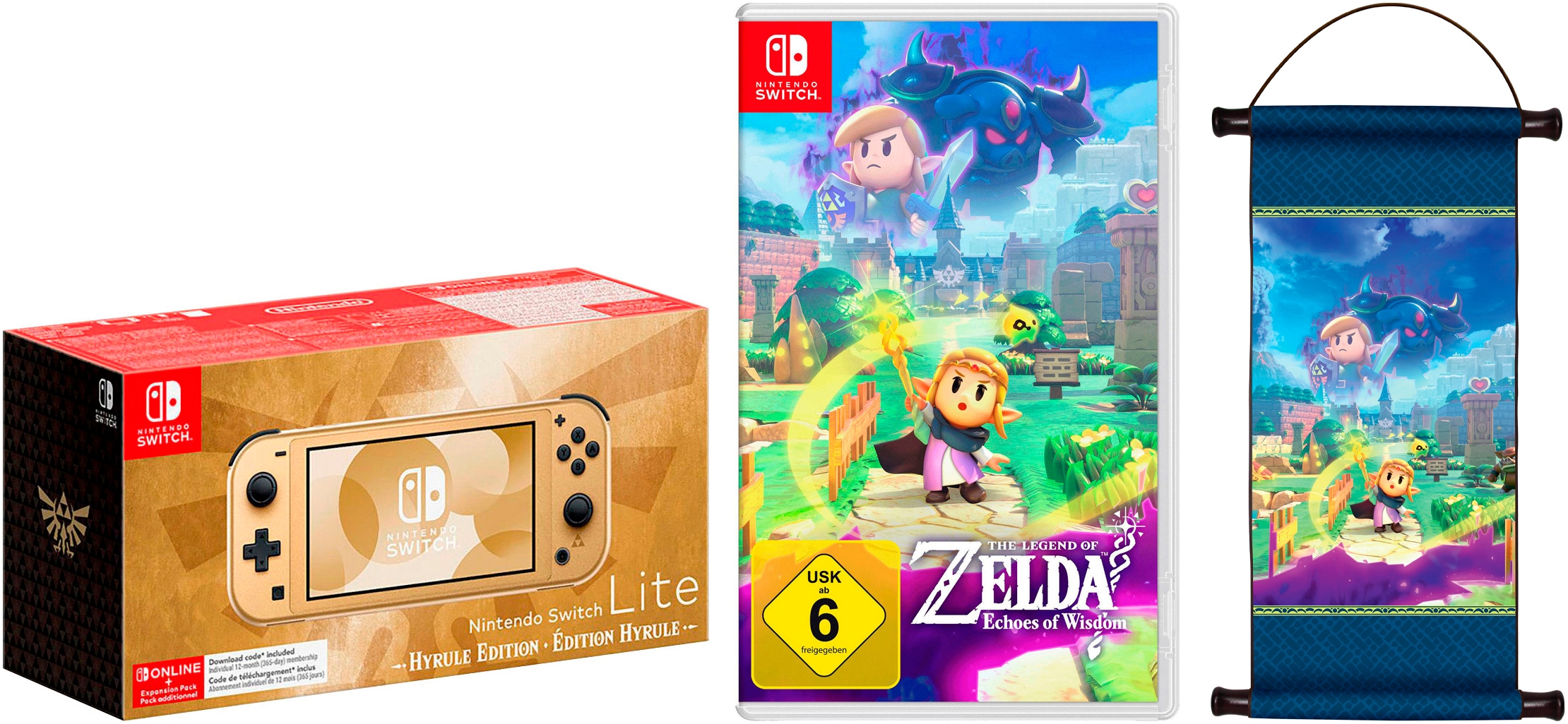 Nintendo Switch Spielekonsole »Lite – Hyrule-Edition + Zelda: Echoes of Wisdom + Zelda-Schriftrolle«