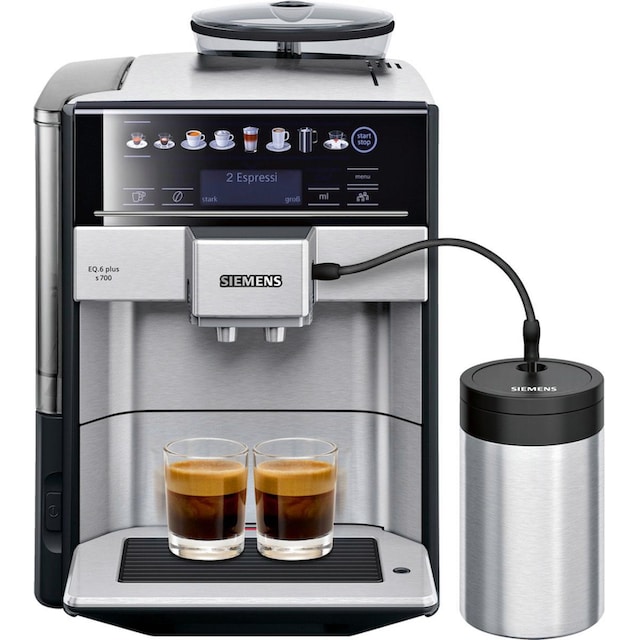 SIEMENS Kaffeevollautomat EQ.6 plus s700 TE657M03DE, 1,7l Tank,  Scheibenmahlwerk auf Rechnung bestellen
