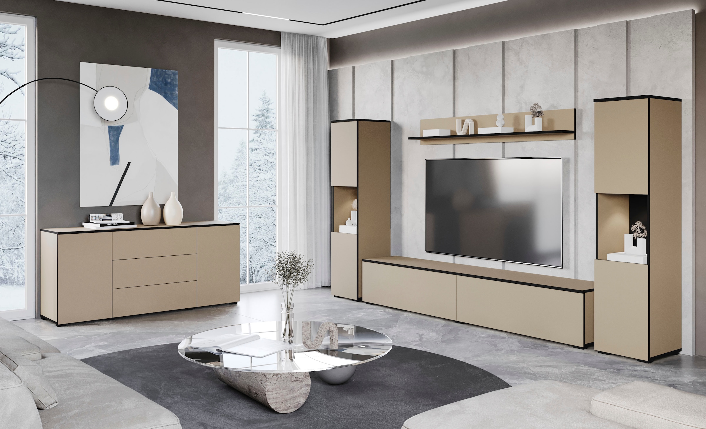 INOSIGN Sideboard »PARIS«, (1 St.), Moderne 150cm breite grifflose Kommode, vielseitig einsetzbar