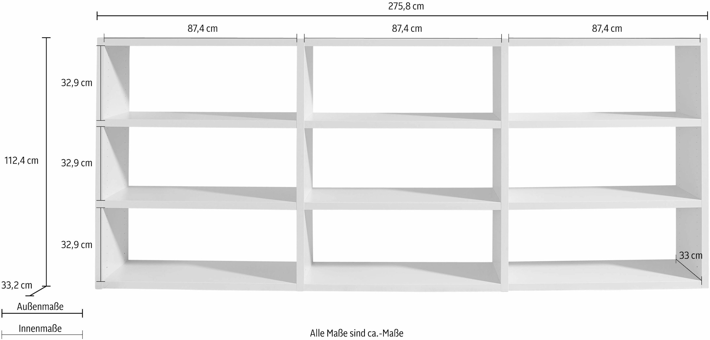 fif möbel 275,8 Fächer, Raten Raumteilerregal kaufen auf 9 »Toro«, cm Breite