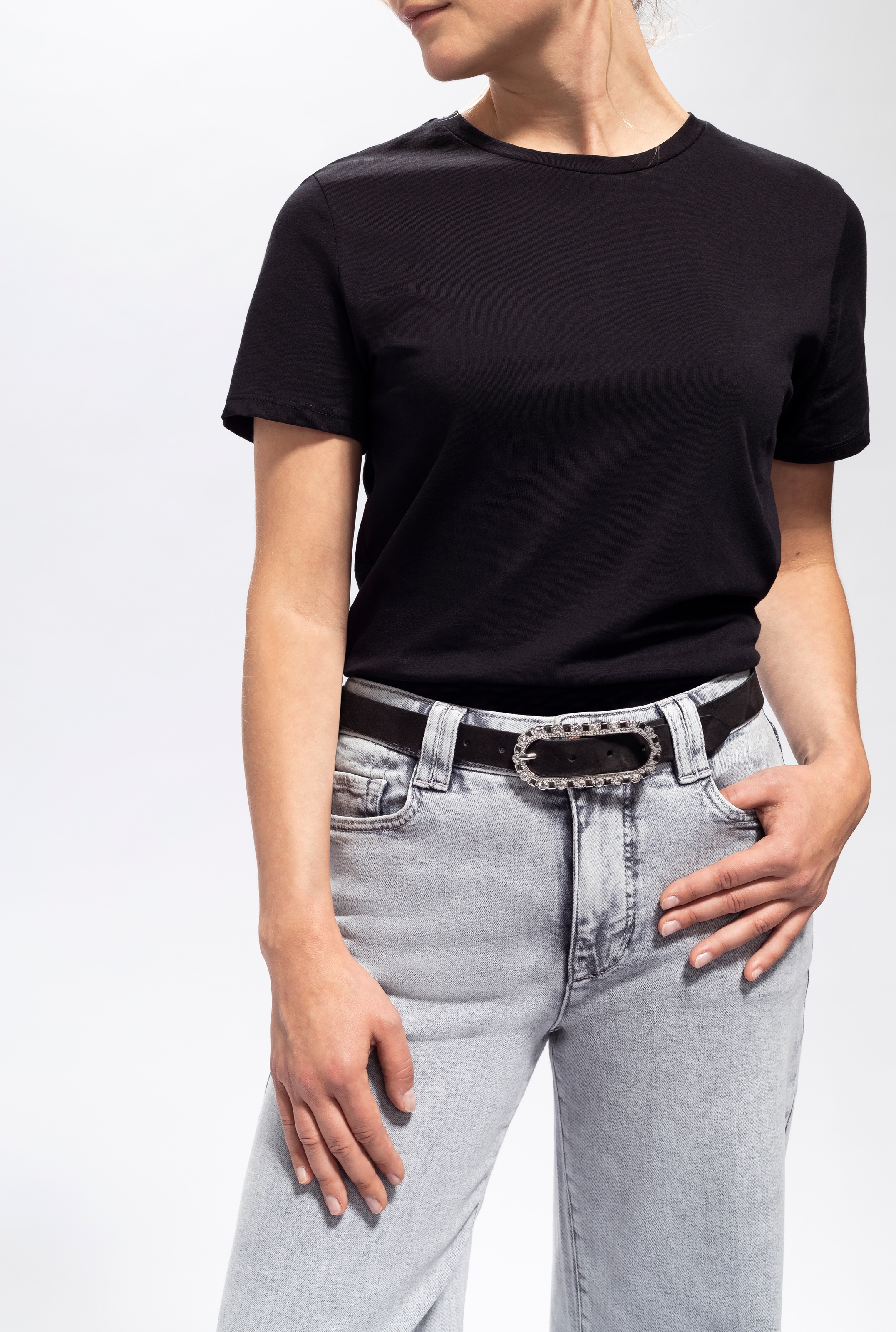 Tamaris Ledergürtel, femininer Look, Schließe mit Glitzersteinen besetzt