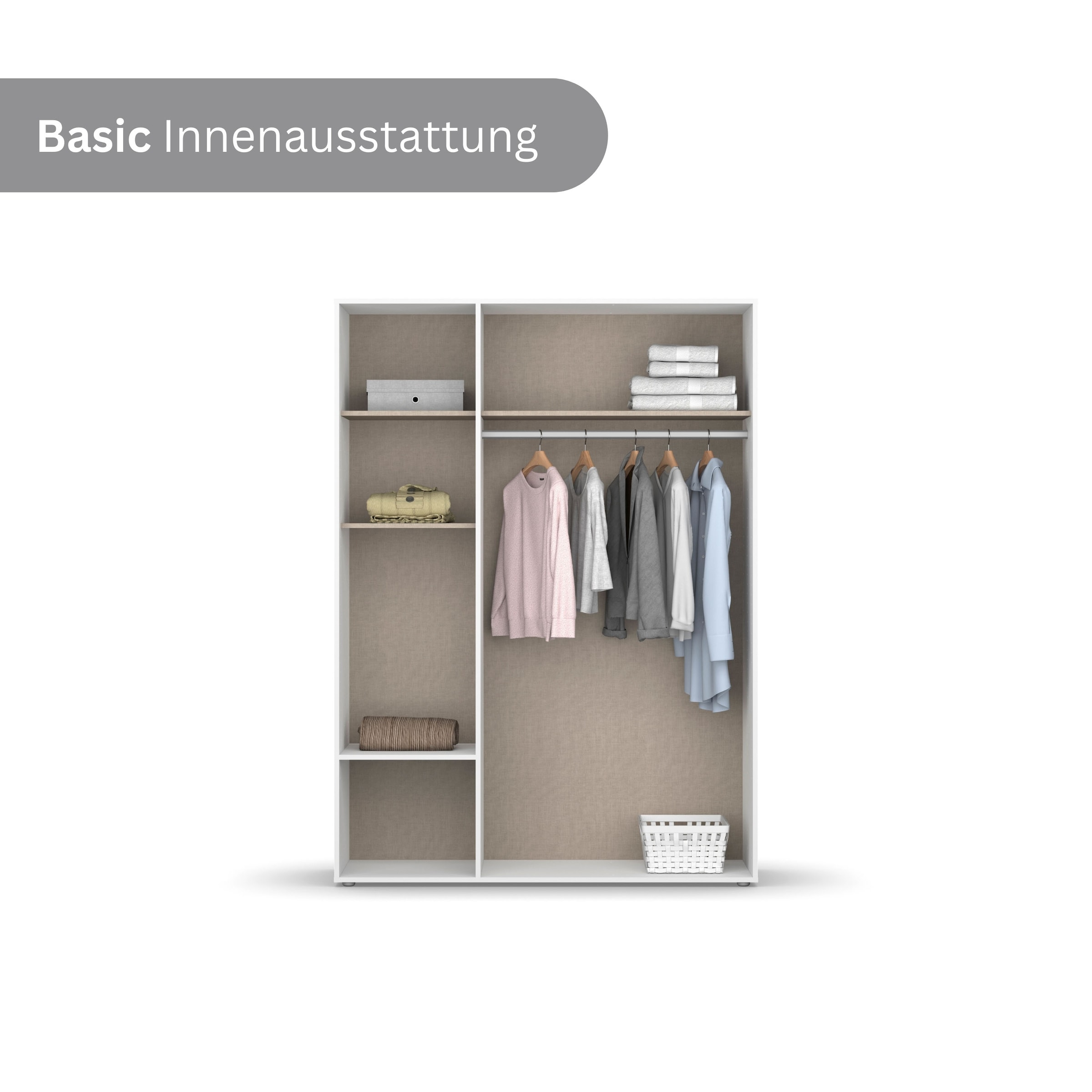 rauch Drehtürenschrank »Kleiderschrank Schrank Garderobe Wäscheschrank NABILA viel Stauraum«, (in 3 verschiedenen Ausstattungen BASIC/CLASSIC/PREMIUM), mit 2 Schubladen und Push-to-Open Funktion TOPSELLER MADE IN GERMANY