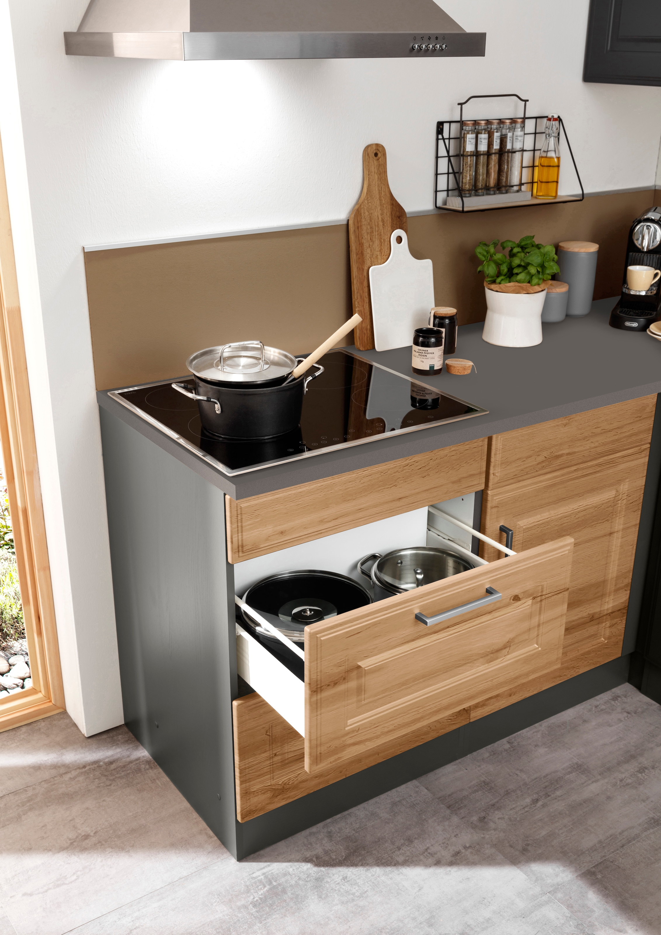 KOCHSTATION Winkelküche »KS-Stockholm«, Stellbreite 260/170 cm, mit hochwertigen MDF Fronten im Landhaus-Stil