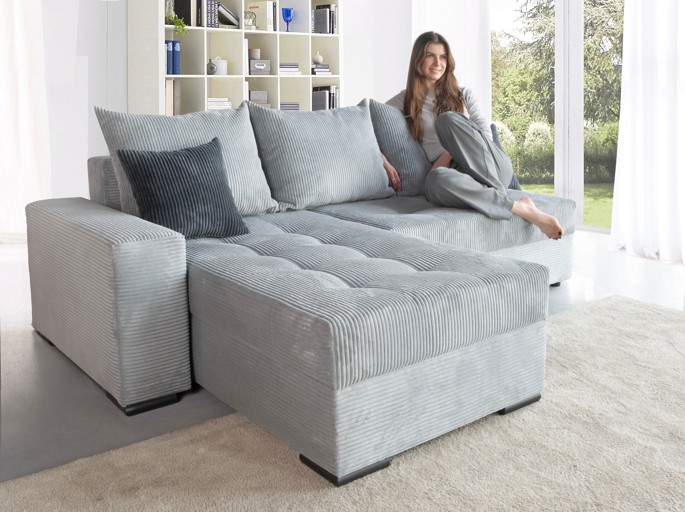 COLLECTION AB Ecksofa »Josy L-Form«, mit Bettfunktion und Bettkasten, Federkern