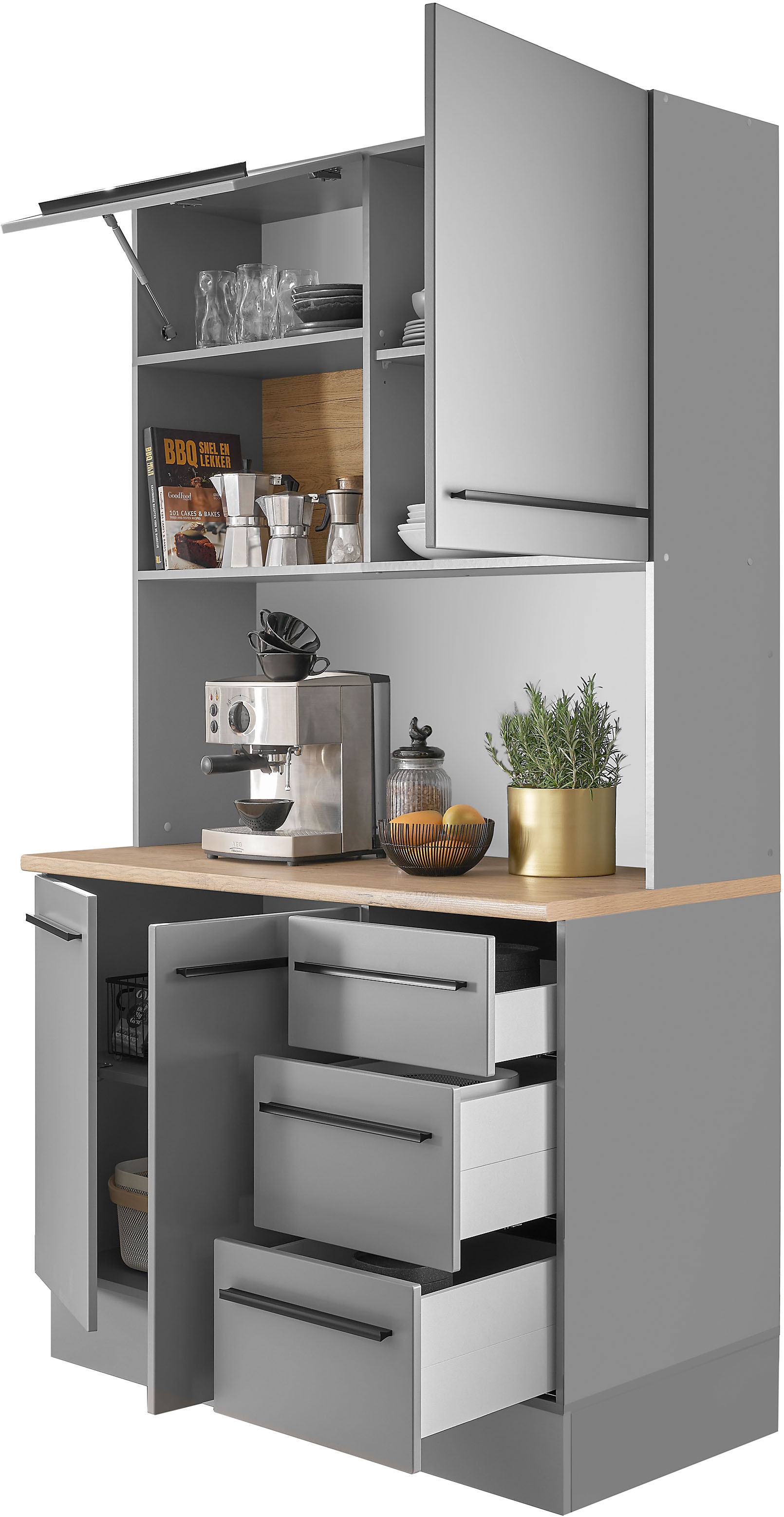 BASIC by Balculina Buffet »Denver, Küchenbuffet BxHxT 120x211x60«, (1 St.), Breite 120cm, Soft-Close für Türen und Schubkästen