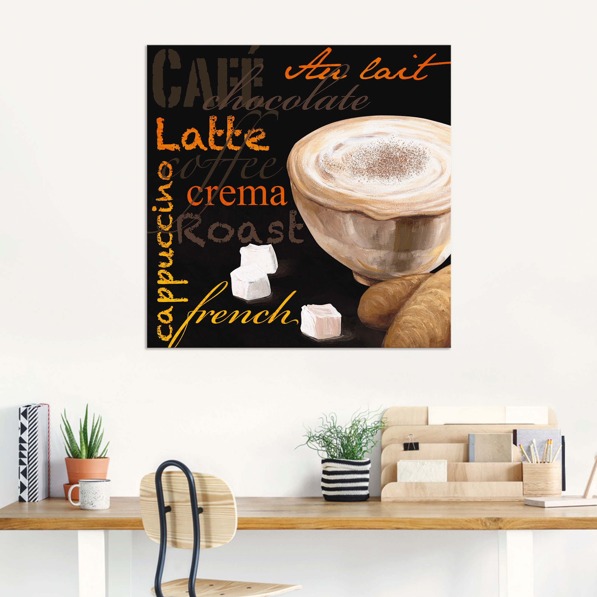 Poster Wandbild - Wandaufkleber Alubild, oder »Cappuccino Kaffee«, Artland Leinwandbild, Kaffee Größen in (1 bestellen Bilder, Raten als versch. St.), auf