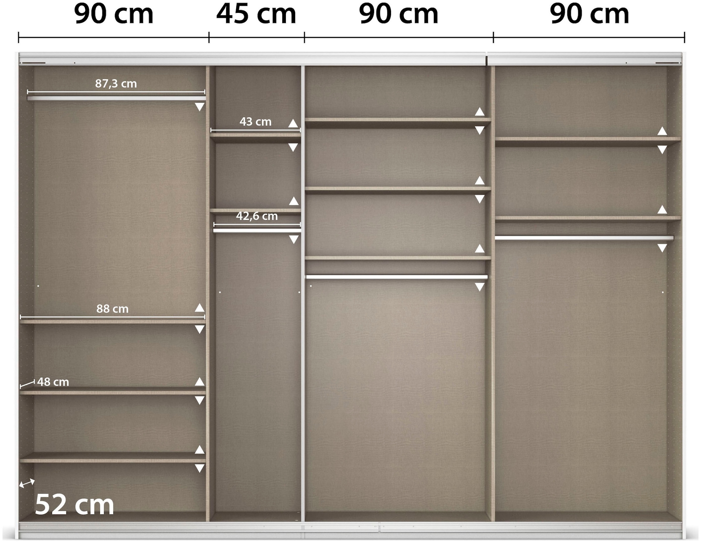 rauch Schwebetürenschrank »Kleiderschrank Schrank OTTO´S CHOICE Garderobe AGORDO«, (in zwei Griff-Farben), Top Innenausstattung, in 4 Breiten und 2 Höhen MADE IN GERMANY