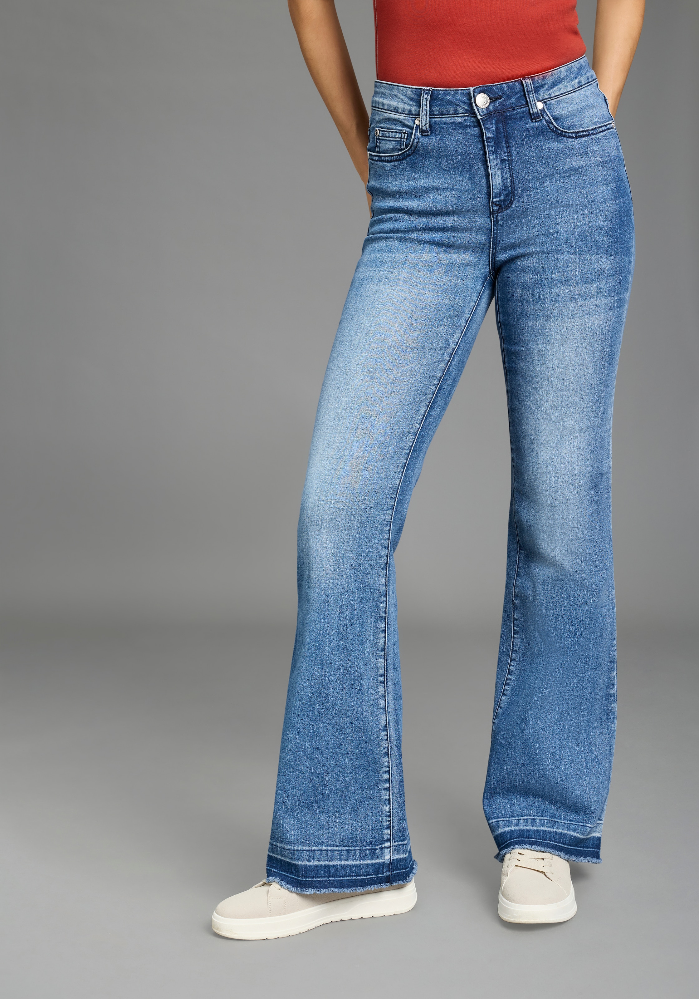 KangaROOS 7/8-Jeans »CULOTTE-JEANS« gerade Passform,  modische Abriebeffekte,  normale Leibhöhe