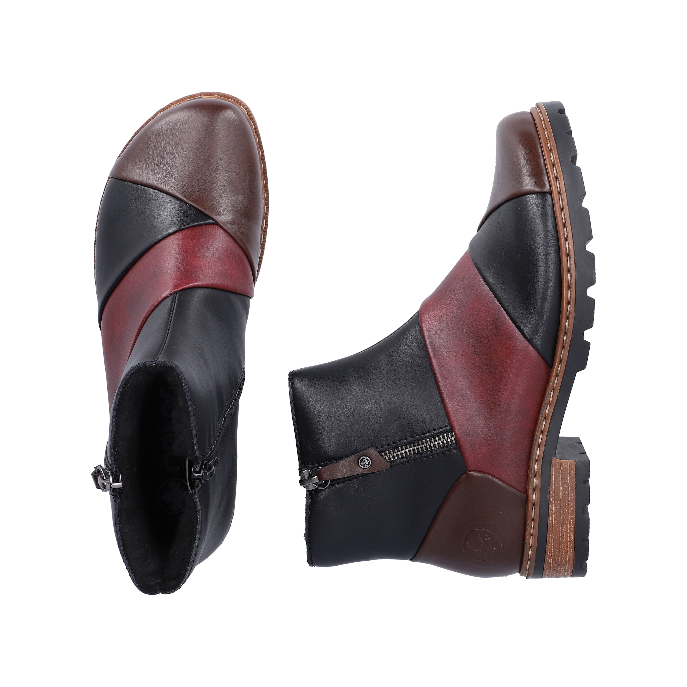 Rieker Winterboots  Stiefelette in aktueller Patchwork-Optik, Warmfutter