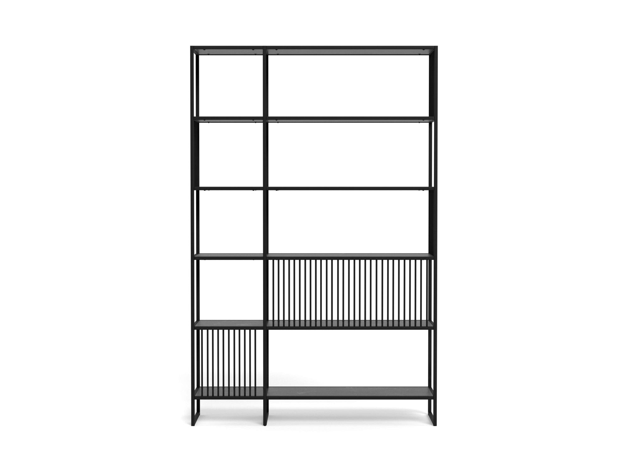 ACTONA GROUP Bücherregal »Strington, Regal, Raumteiler, Standregal« (B/T/H: 120/35/185 cm),  schwarzer Stahlrahmen, 5 Regale, Marmoroptik, FSC™