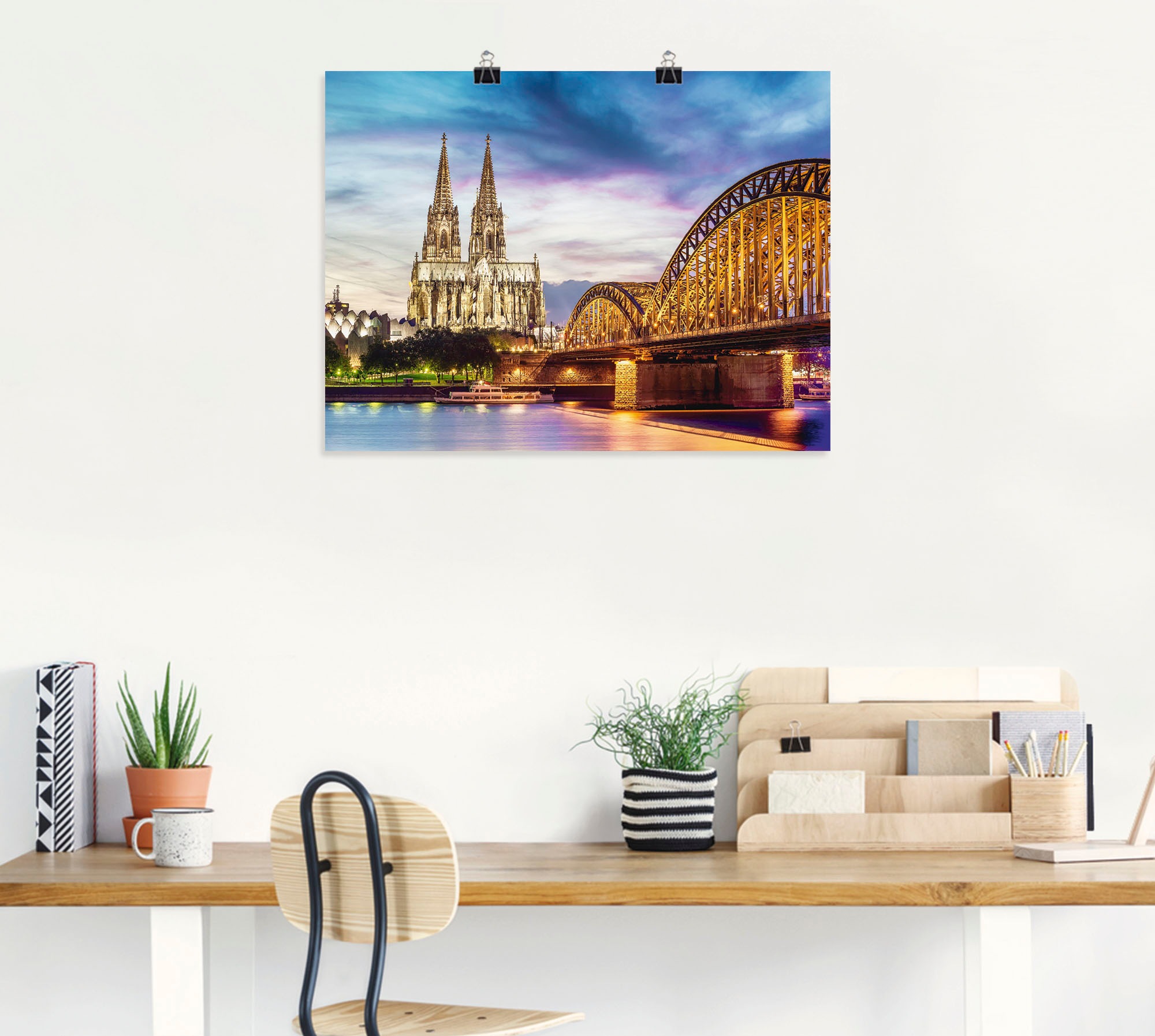 Artland Wandbild »Dom und Brücke in Köln«, Deutschland, (1 St.), als Leinwandbild, Poster in verschied. Größen