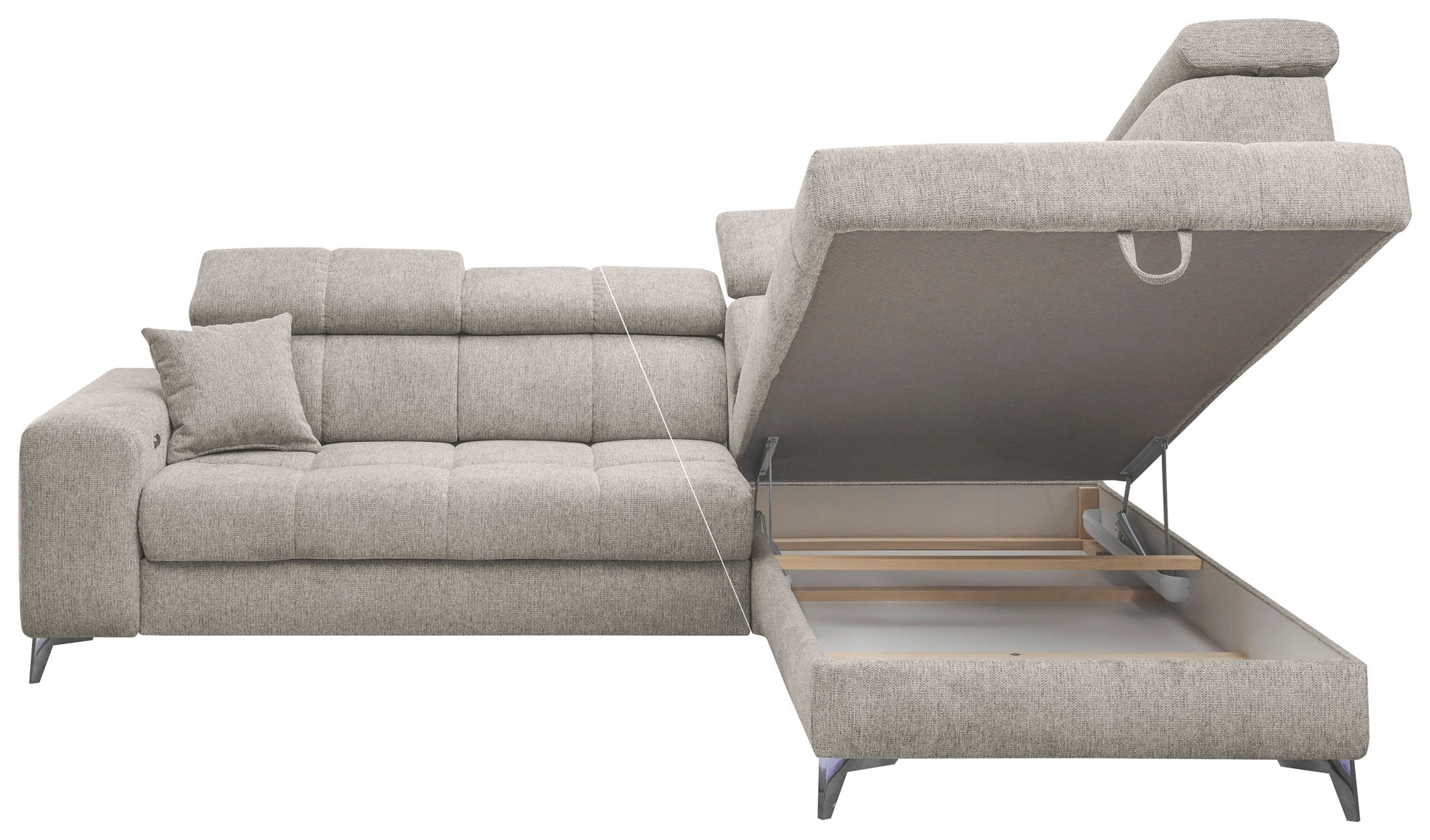 ED EXCITING DESIGN Ecksofa »Sydney L-Form« motorischer Sitztiefenverstellung, USB-Port & 2 Zierkissen