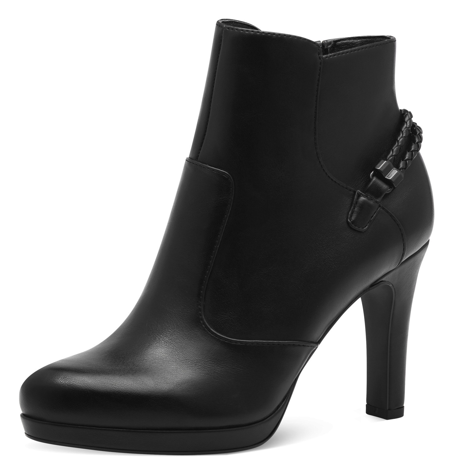 Tamaris High-Heel-Stiefelette, Stilettoabsatz, Abendschuh, Ankleboots mit Bändern an der Ferse