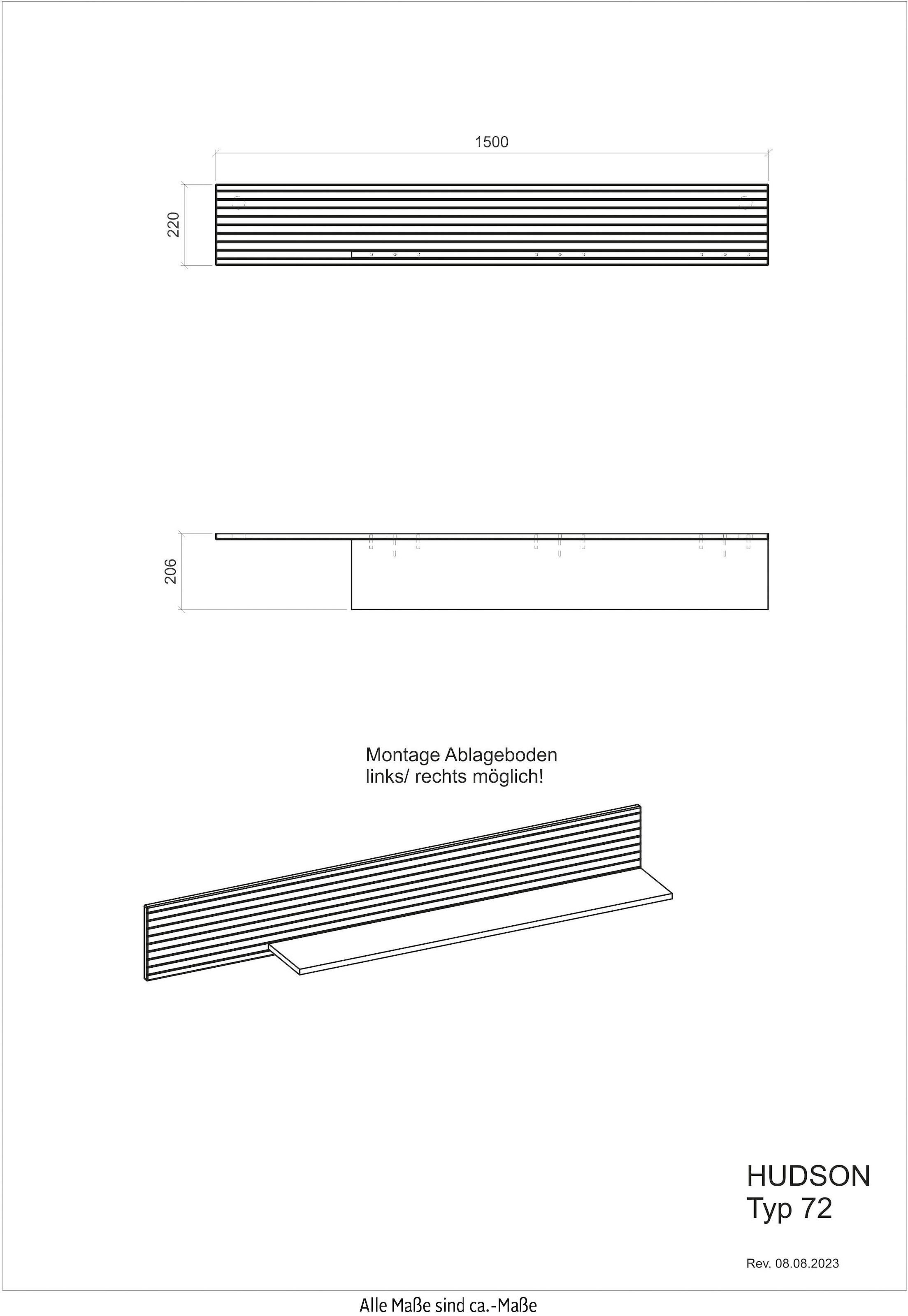 INOSIGN Lowboard »Hudson«, in moderner Trendfarbe, Griffe aus Metall (Schwarz), Breite 200 cm