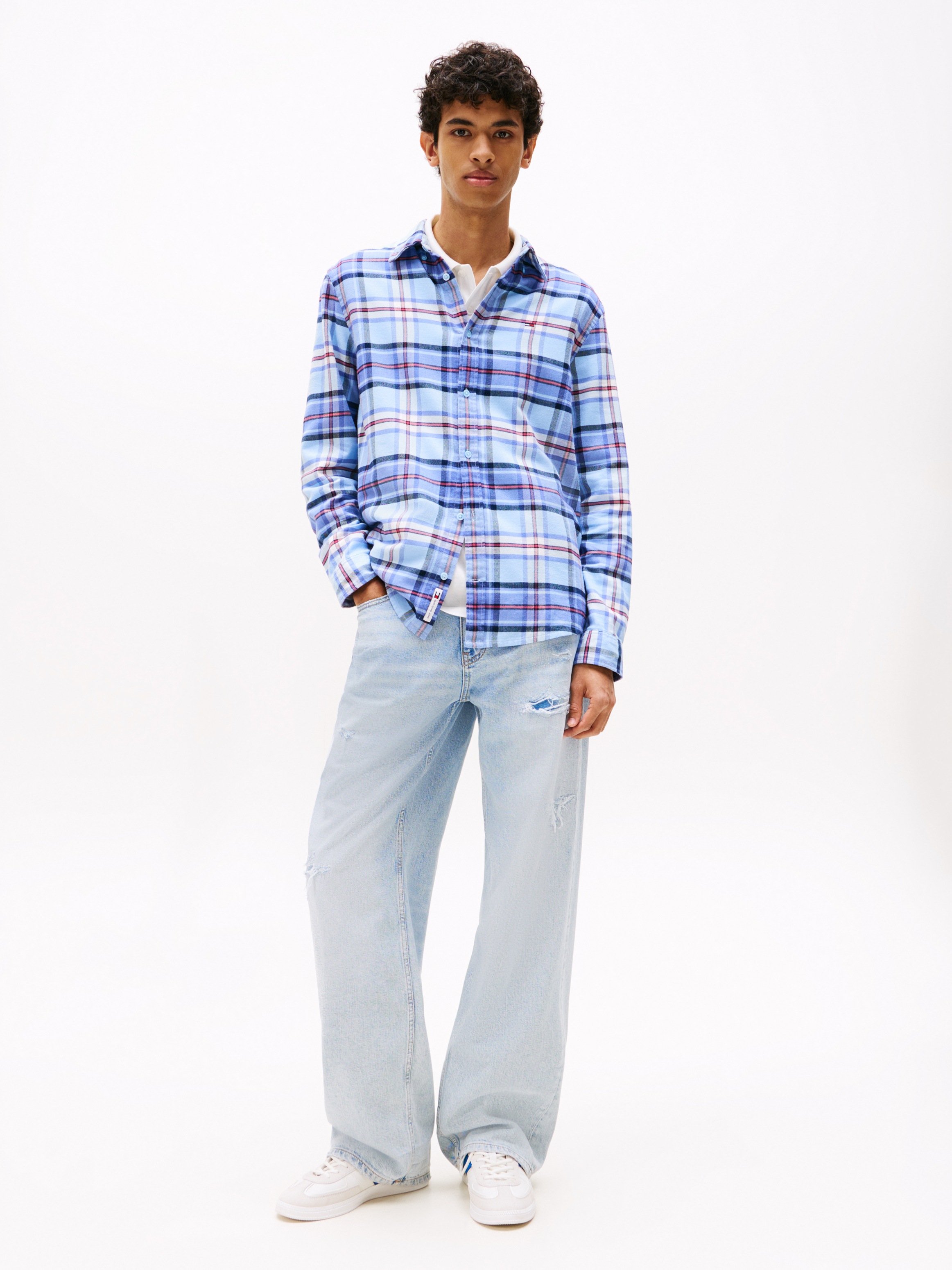 Tommy Jeans Flanellhemd »TJM REG FLANNEL CHECK SHIRT EXT«, kariert, regular fit, Langarmhemd, Button-down-Kragen
