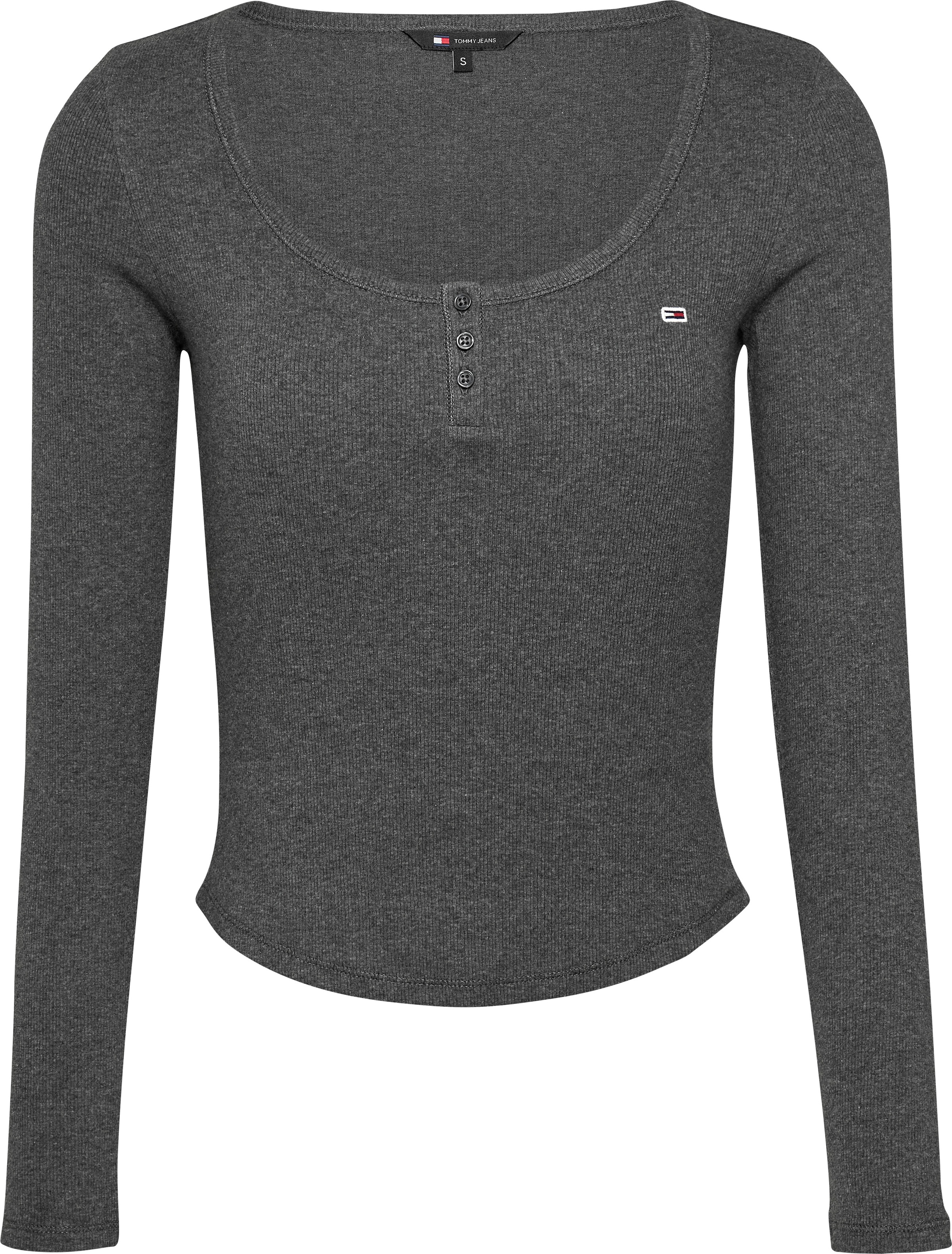 Tommy Jeans Langarmshirt »TJW MELANGE HENLEY LS EXT«, in melierter Optik, mit Logostickerei