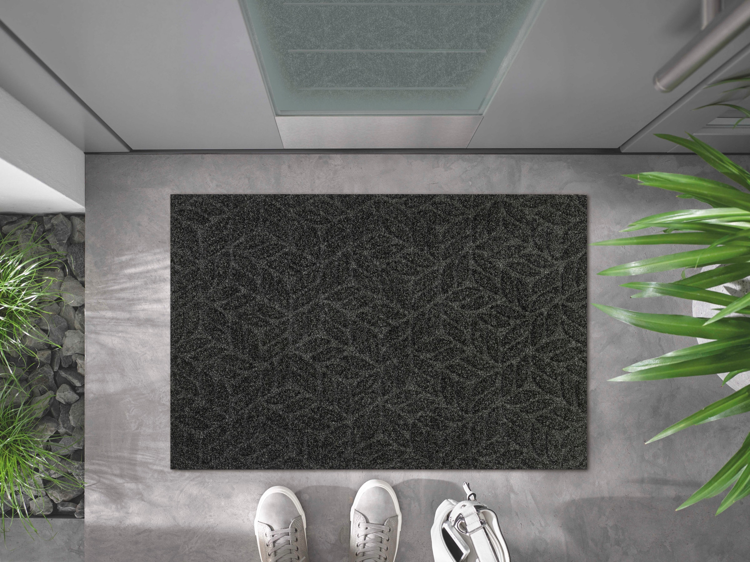 wash+dry by Kleen-Tex Teppich »DUNE Leaves Dark Grey« rechteckig 8 mm Höhe