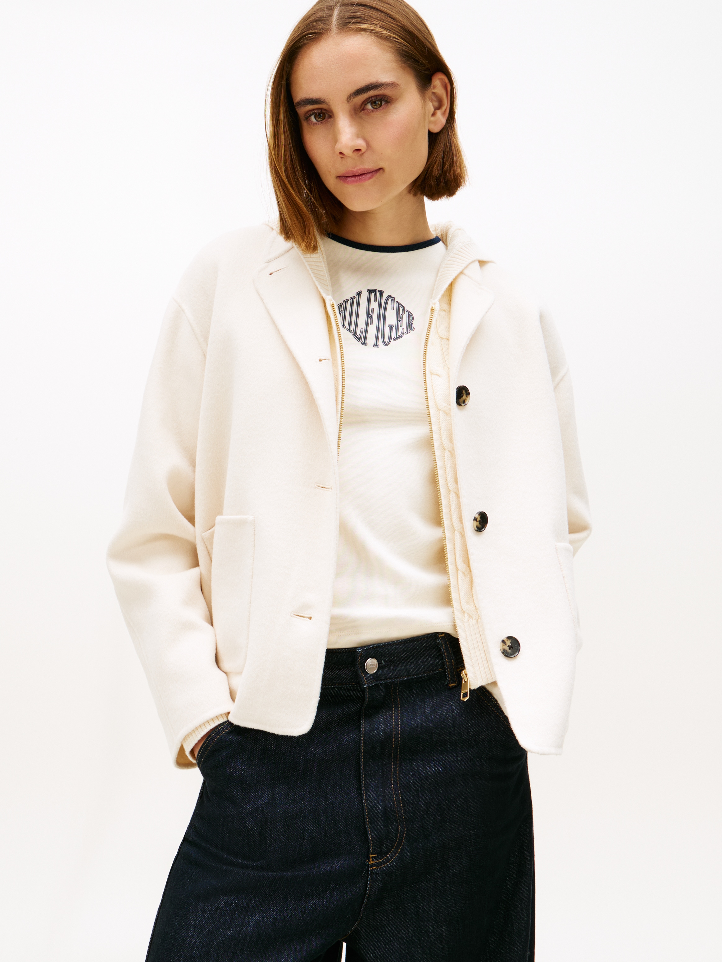 Tommy Hilfiger Bomberjacke »DF WOOL SHORT BOMBER« mit Wolle