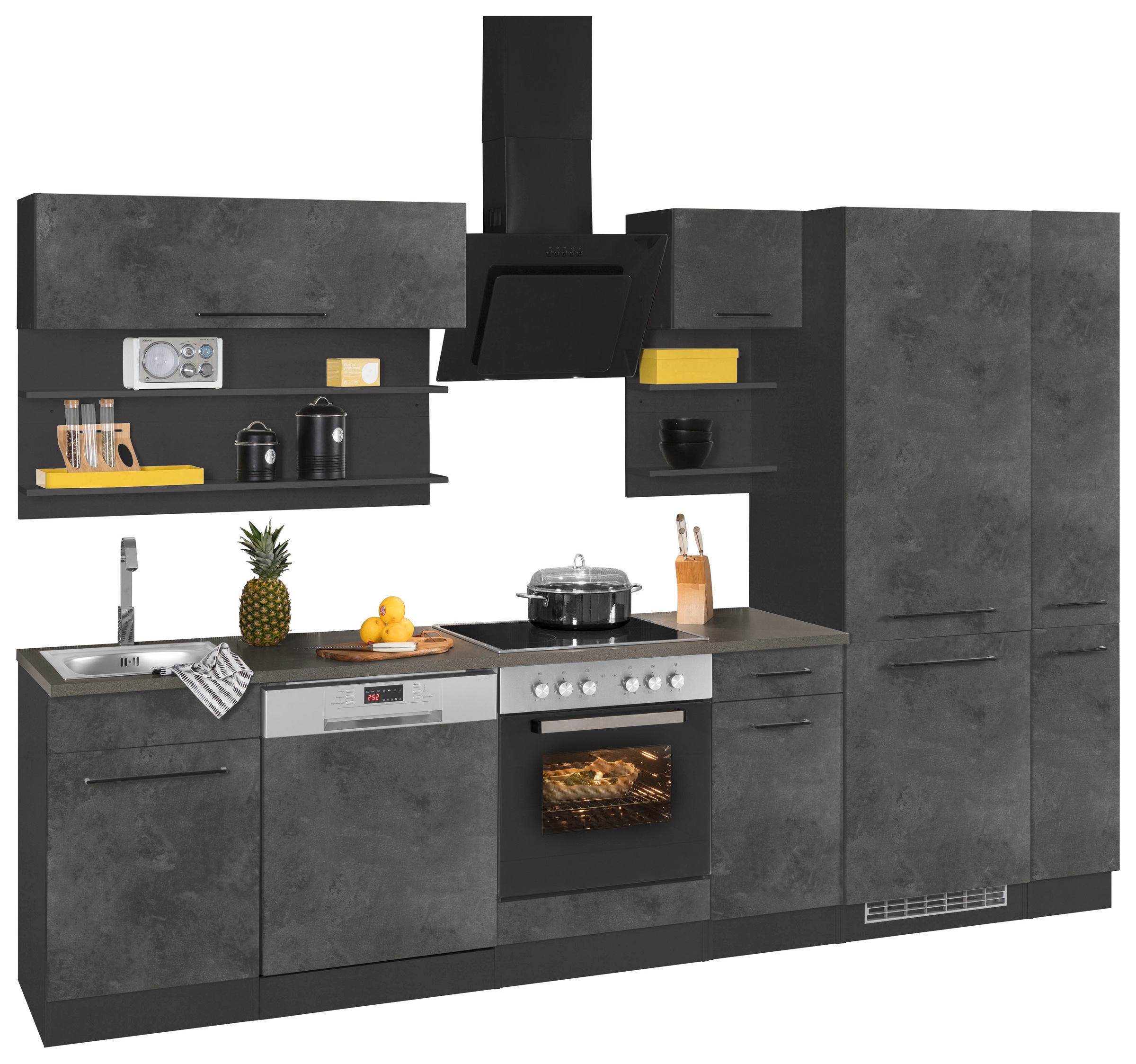 HELD MÖBEL Küchenzeile »Tulsa«, mit E-Geräten, Breite 300 cm, schwarze  Metallgriffe, MDF Fronten bequem bestellen