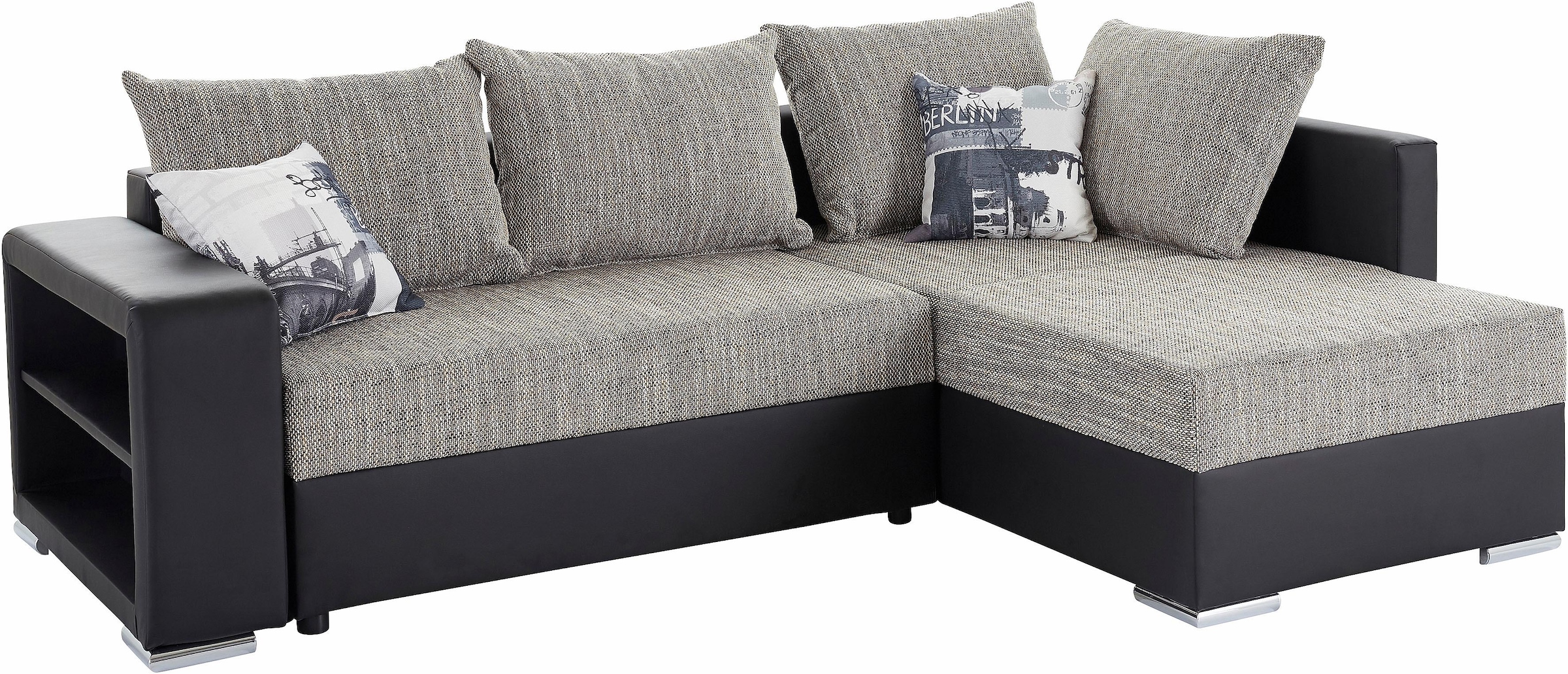 COLLECTION AB Ecksofa »John L-Form«, mit Bettfunktion, Bettkasten und Regalarmteil