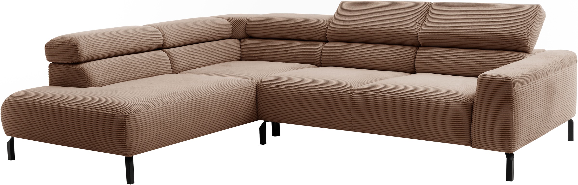 Places of Style Ecksofa »Antonelli, L-Form, inkl. Kopfteilverstellung, Breite 276 cm«, mit elektrischer Sitztiefenverstellung, in Cord, rost