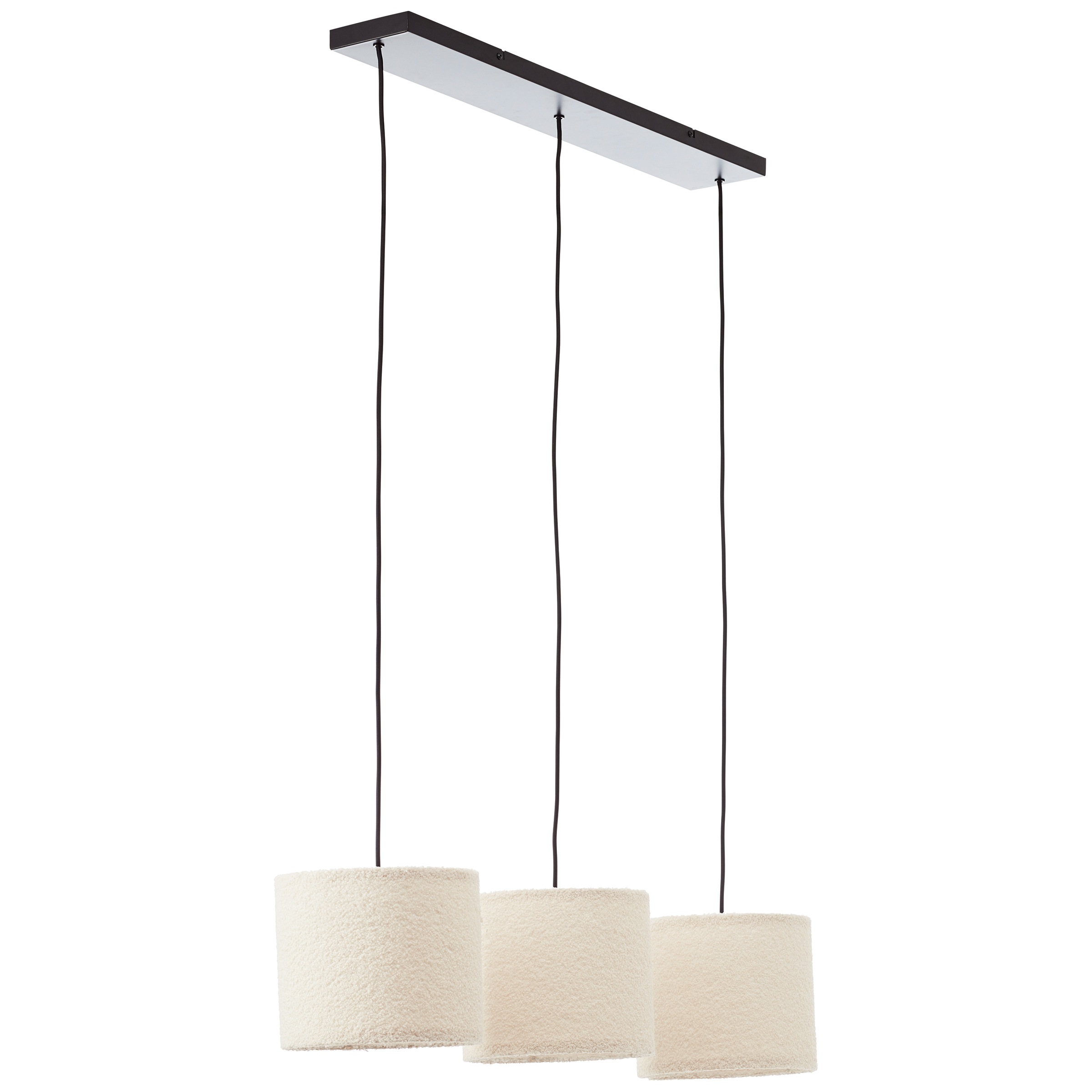 Brilliant Pendelleuchte »Teddy«, 3 flammig, Leuchtmittel E27 | ohne Leuchtmittel, flauschiger Teddystoff, 150 x 94 x 23 cm, E27, kürzbar, Textil, beige