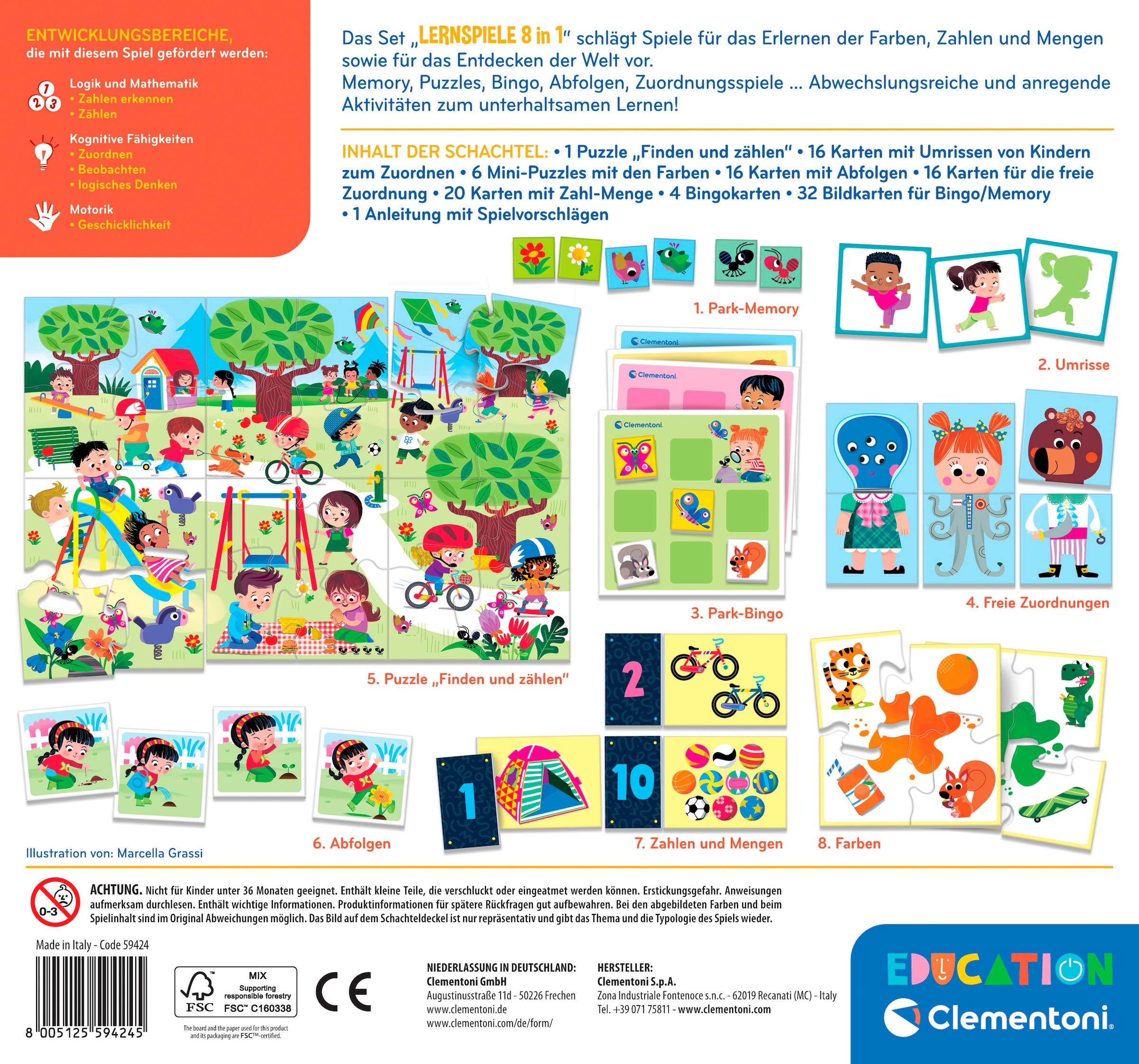 Clementoni® Spiel »Education, Lernspiel 8 in 1« Made in Europe