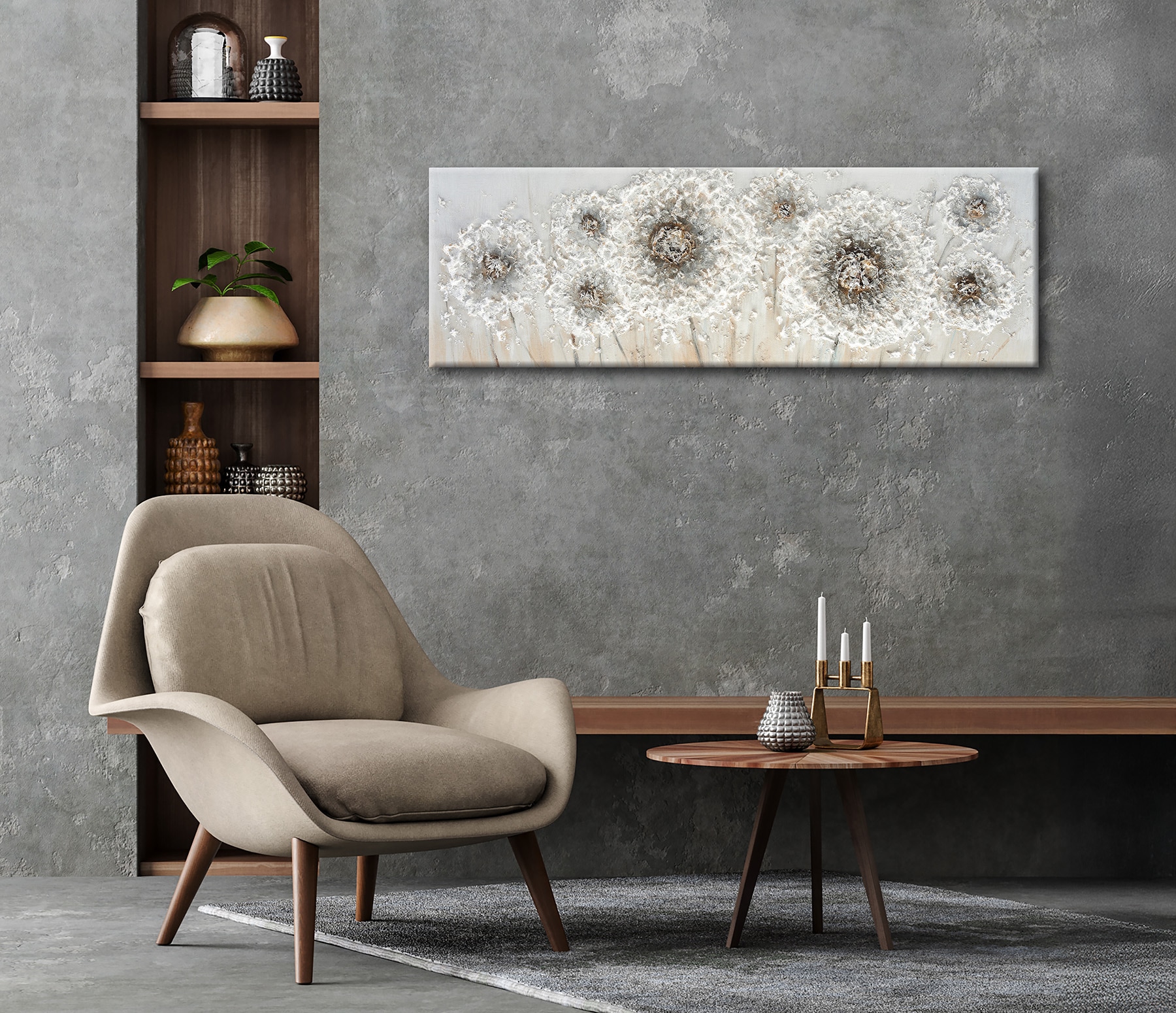 Bönninghoff Ölgemälde »handarbeit BLUMEN 40x120 cm – Wandbild Kunst Deko modern« Blumen | Blumenbilder | Natur 1 Stk. tlg. handgefertigt, jedes Bild ein Unikat