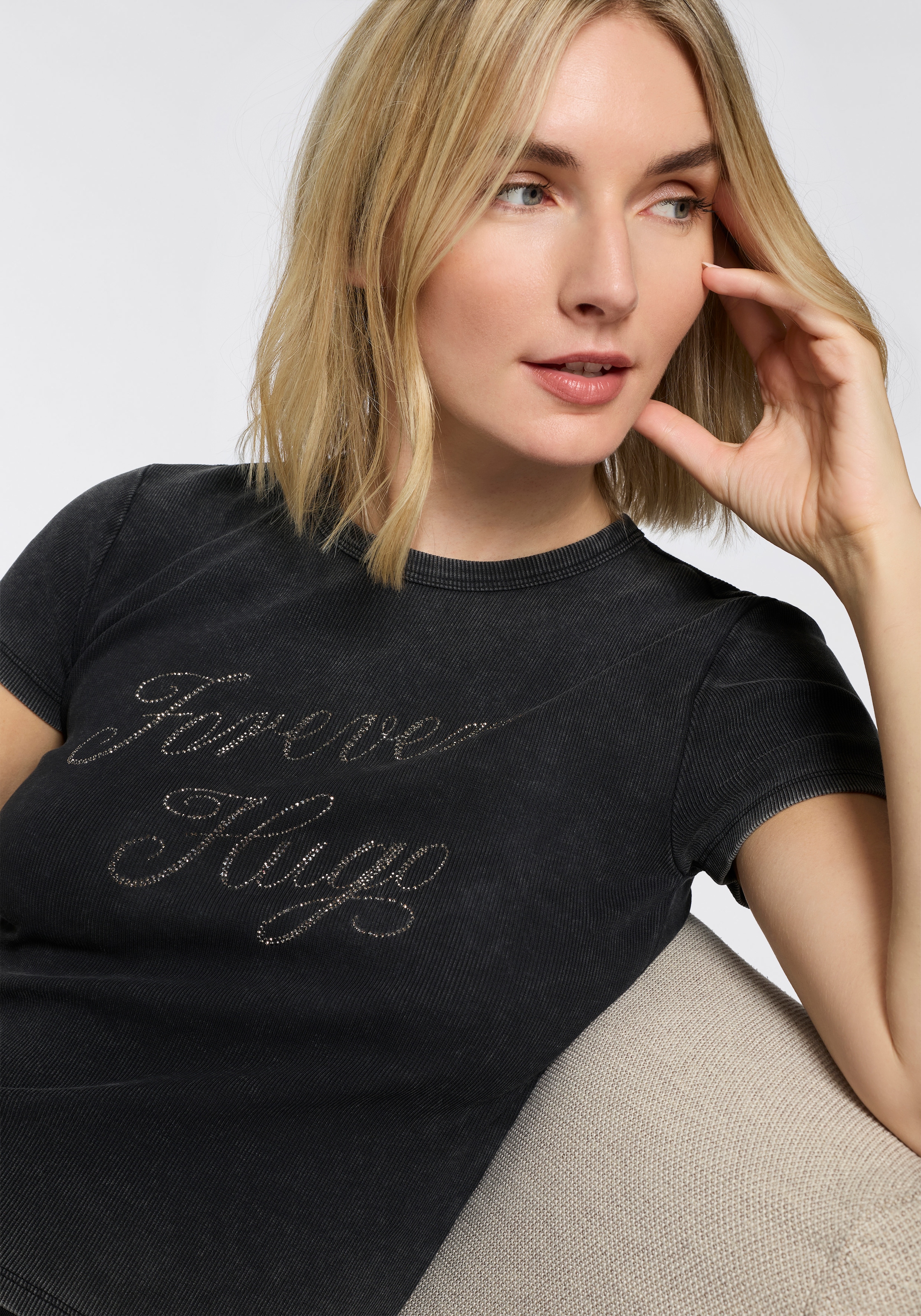 HUGO Blue T-Shirt »Dever« mit Schriftzug vorn, Rundhals