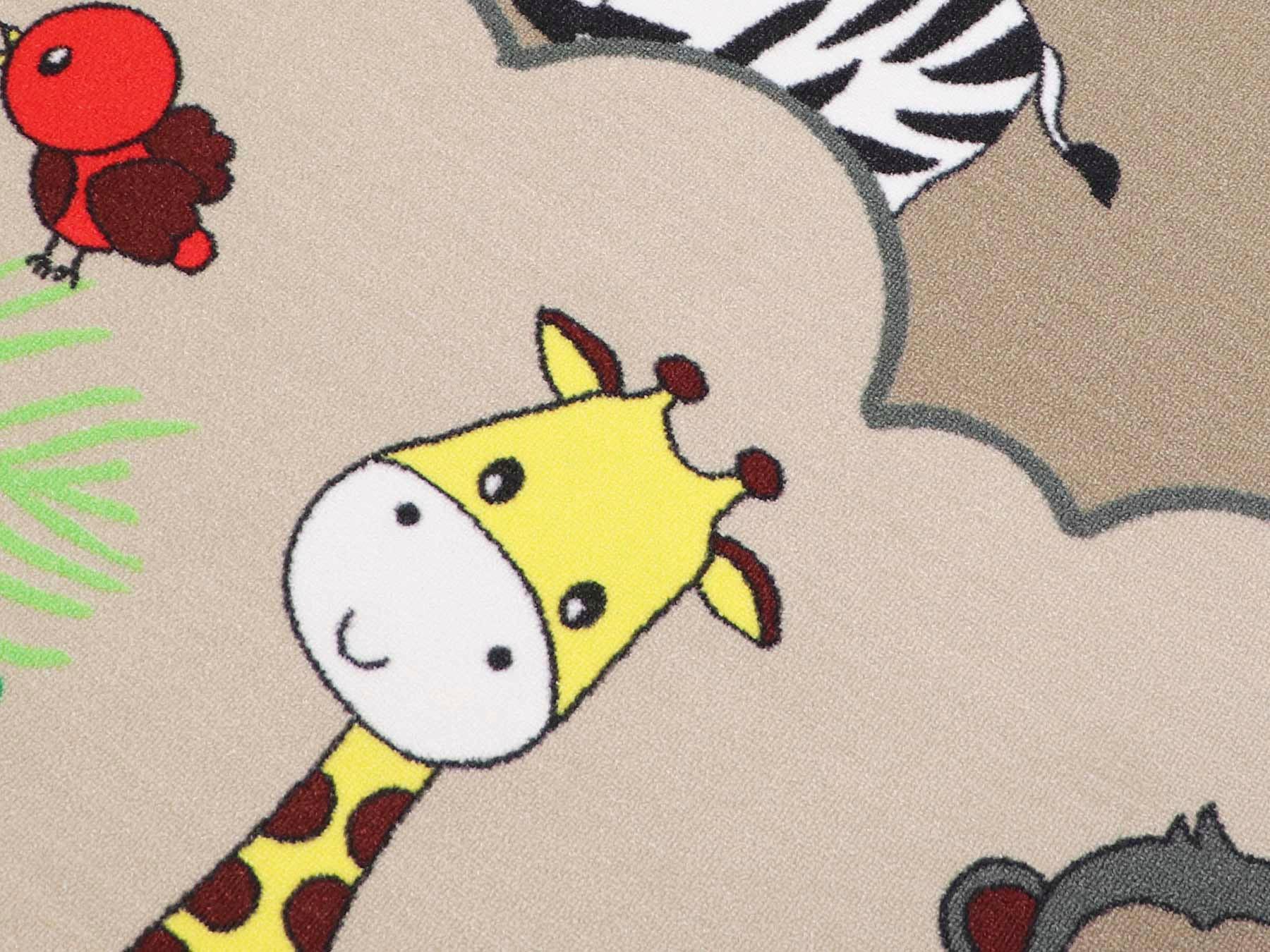 Primaflor-Ideen in Textil Kinderteppich »SAFARI, Made in Belgium«, rechteckig, 5 mm Höhe, Motiv Tiere der Savanne, Kinderzimmer